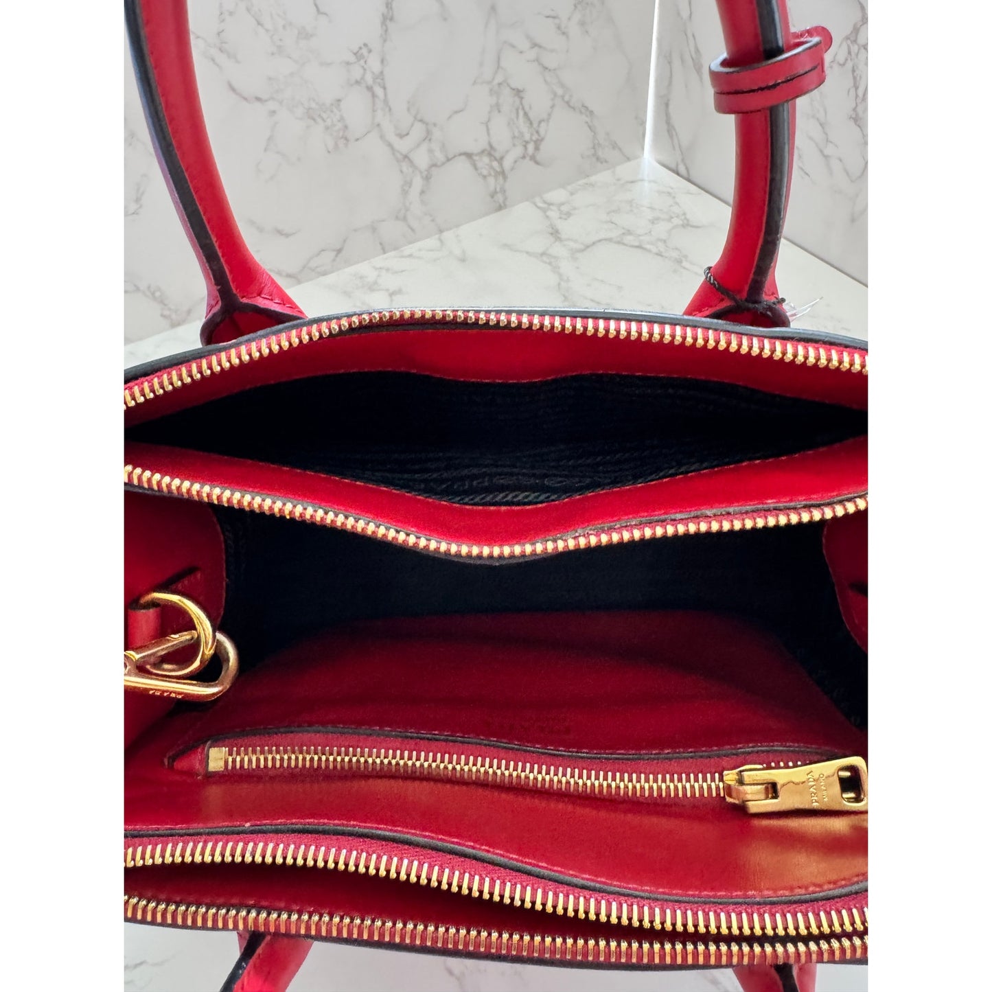 Prada Paradigme Tote in Red Saffiano Leather