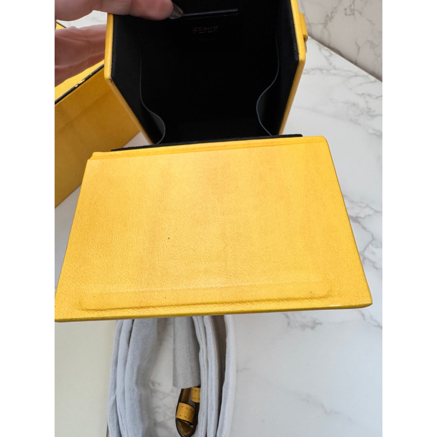 Fendi Vitello Yellow Leather Vertical Box Bag