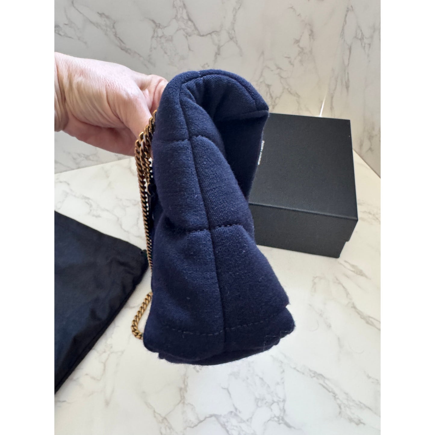 YSL Monogram Loulou Quilted Chain Bag in Navy