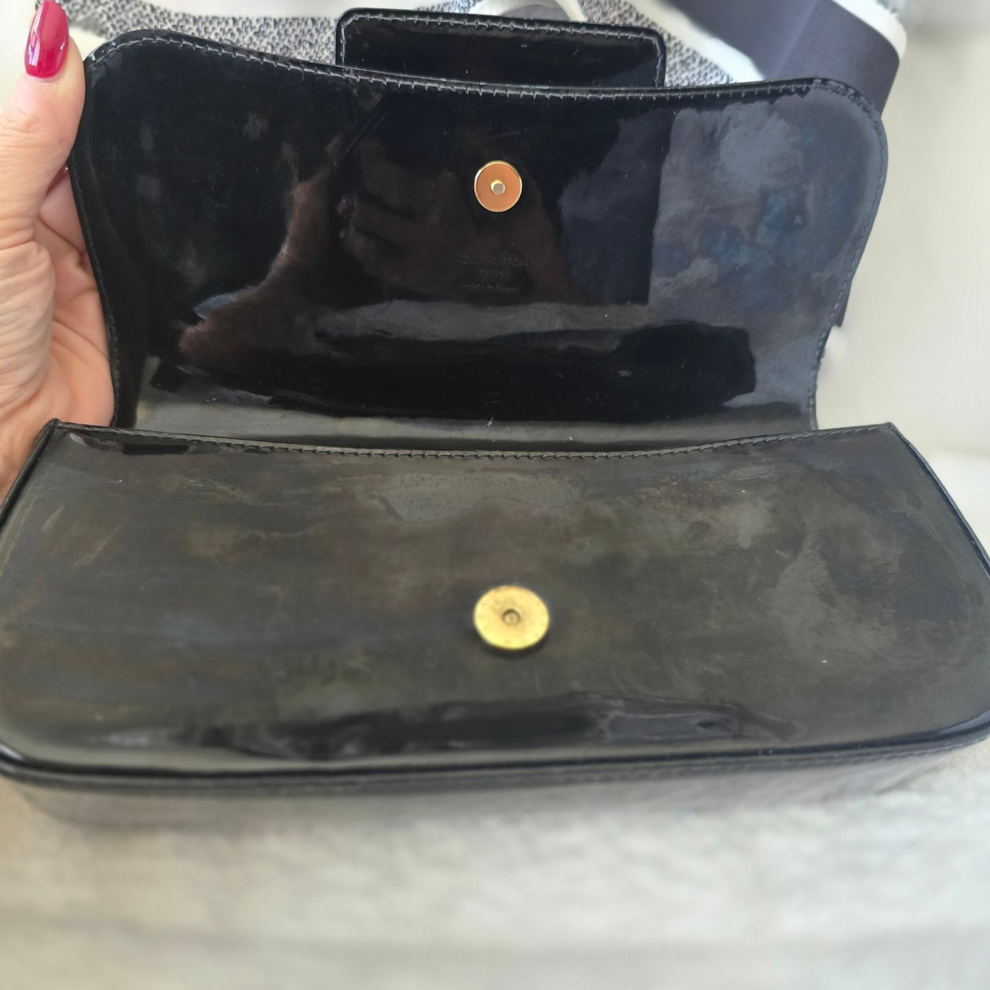 Louis Vuitton Black Patent Leather Sobe Clutch Bag