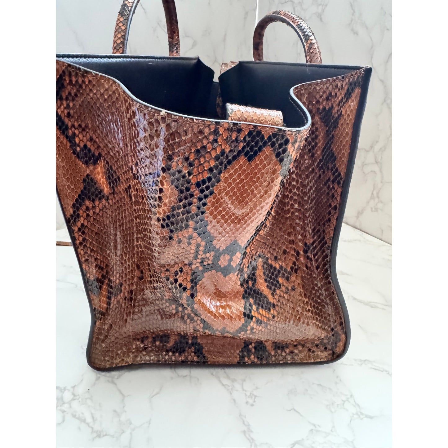 Exotic Celine Phantom Tote in Brown Python