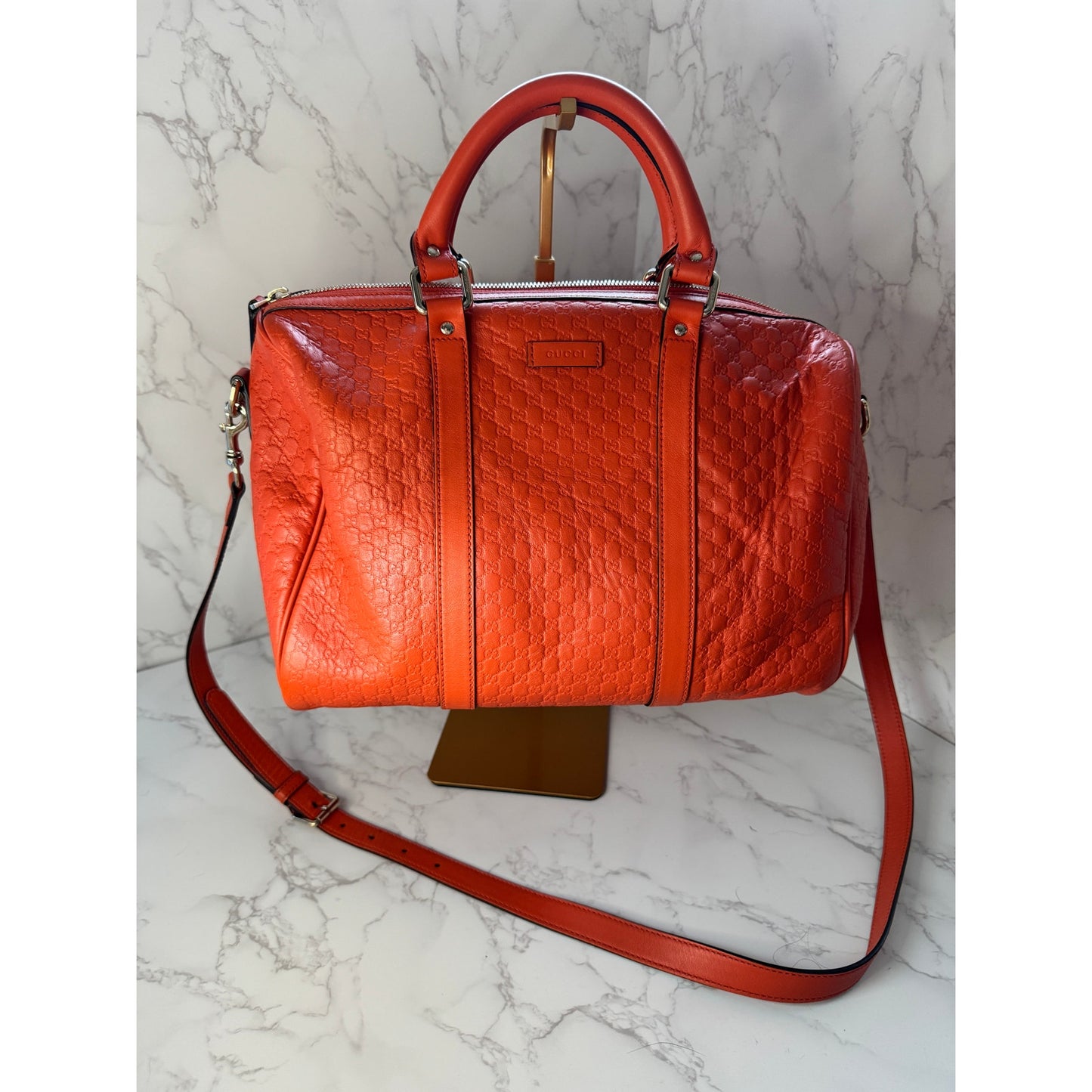 Gucci Microguccissima Boston Bag Orange Medium Size