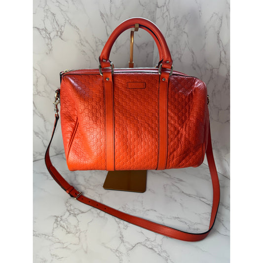 Gucci Microguccissima Boston Bag Orange Medium Size