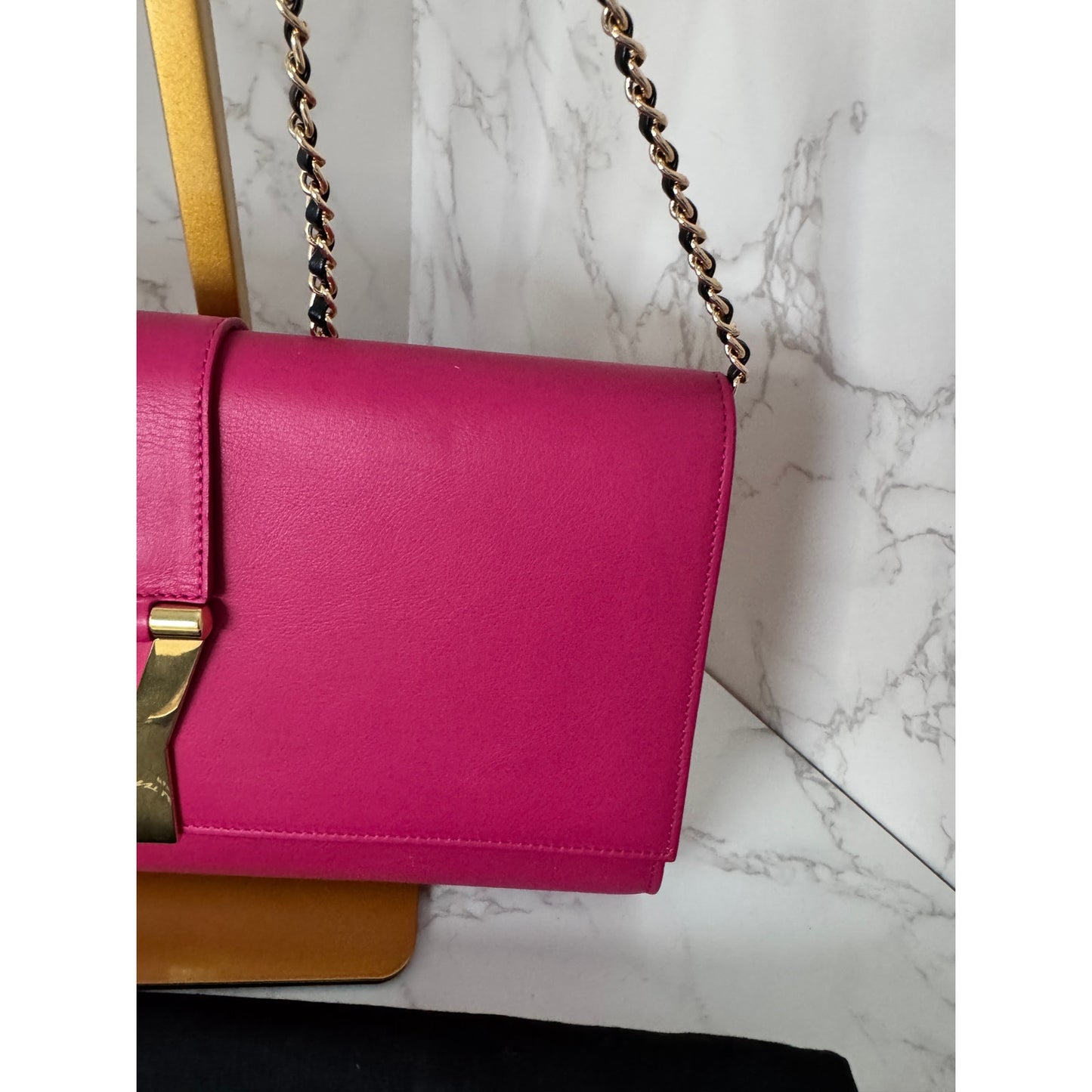 Saint Laurent Y Ligne Pink Leather Clutch