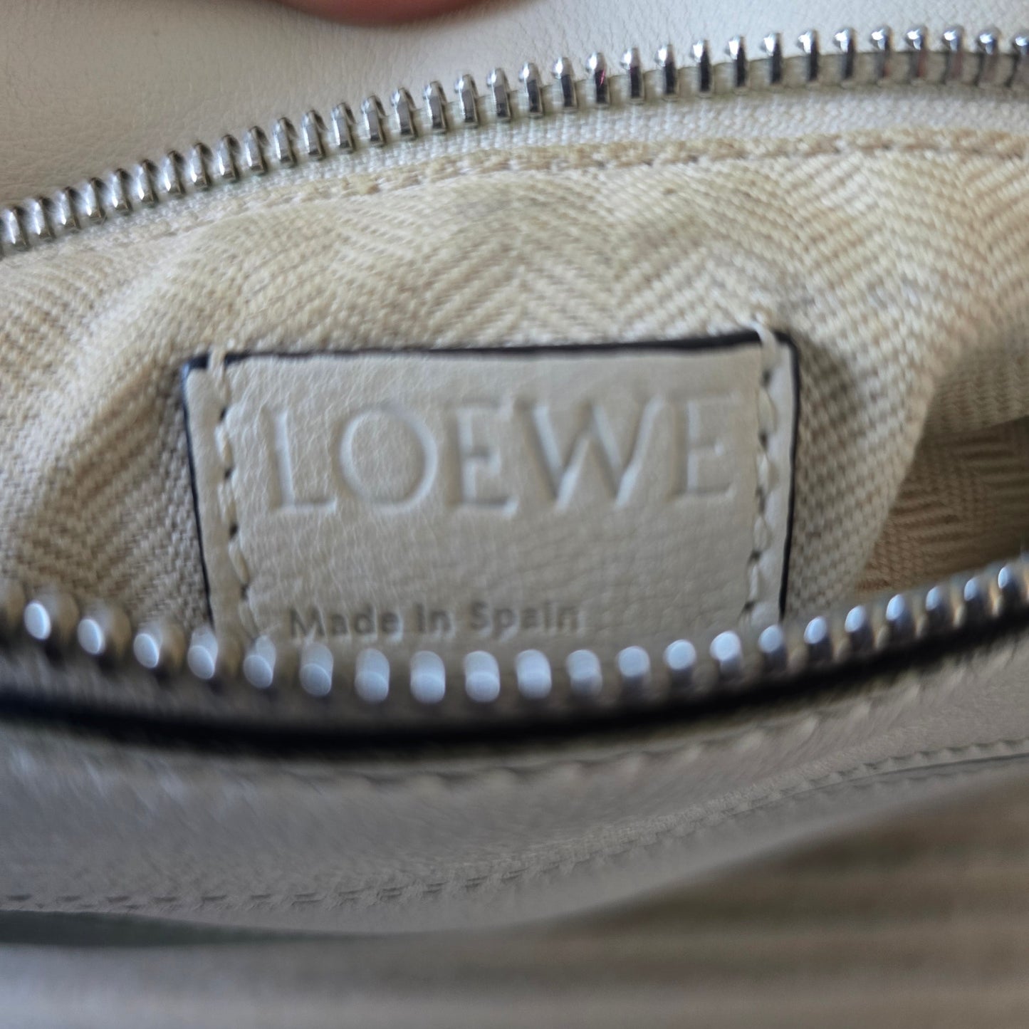 LOEWE Puzzle Bag Small Tricolor Green White Black Leather Crossbody