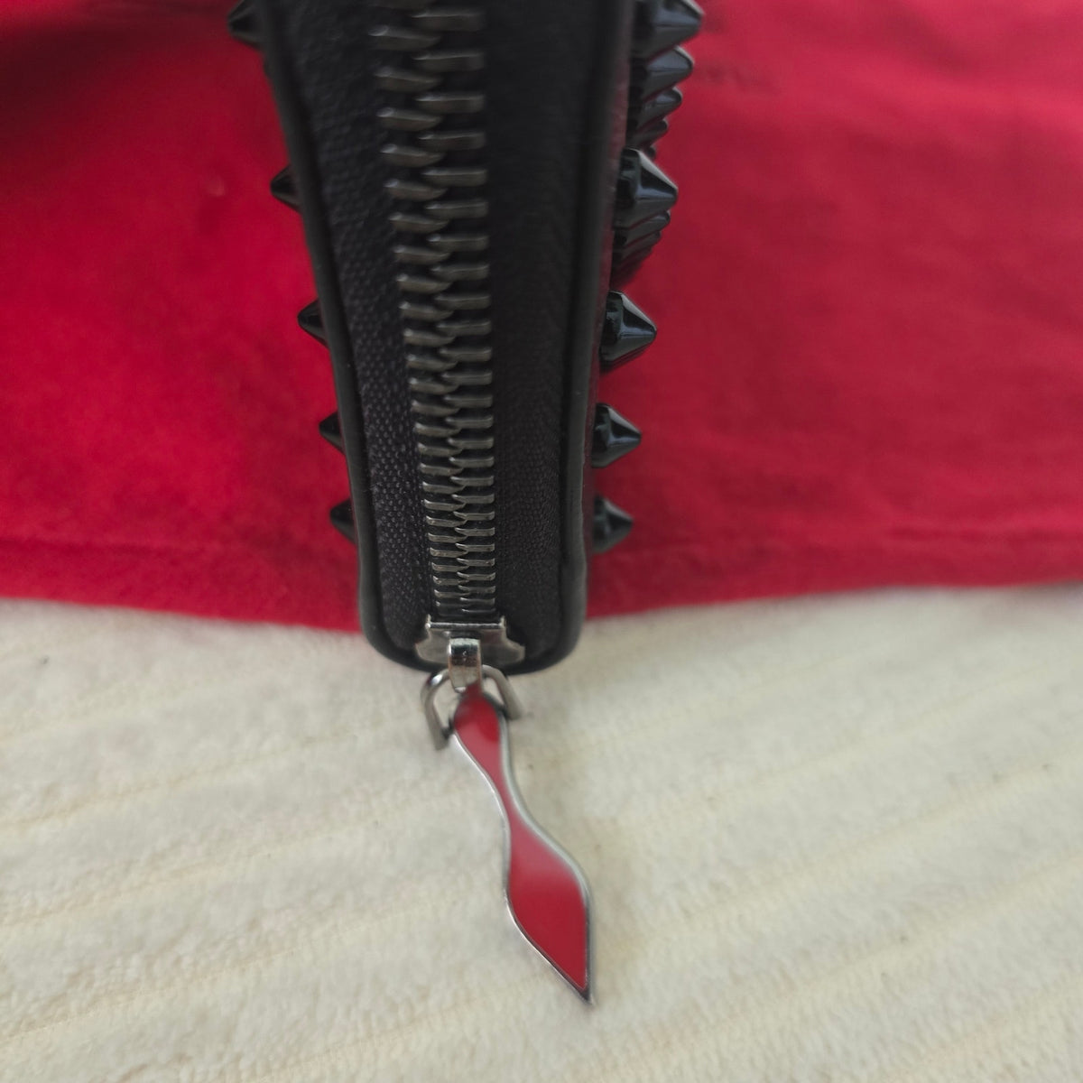 Christian Louboutin Black Panettone Spiked Zip Around Wallet