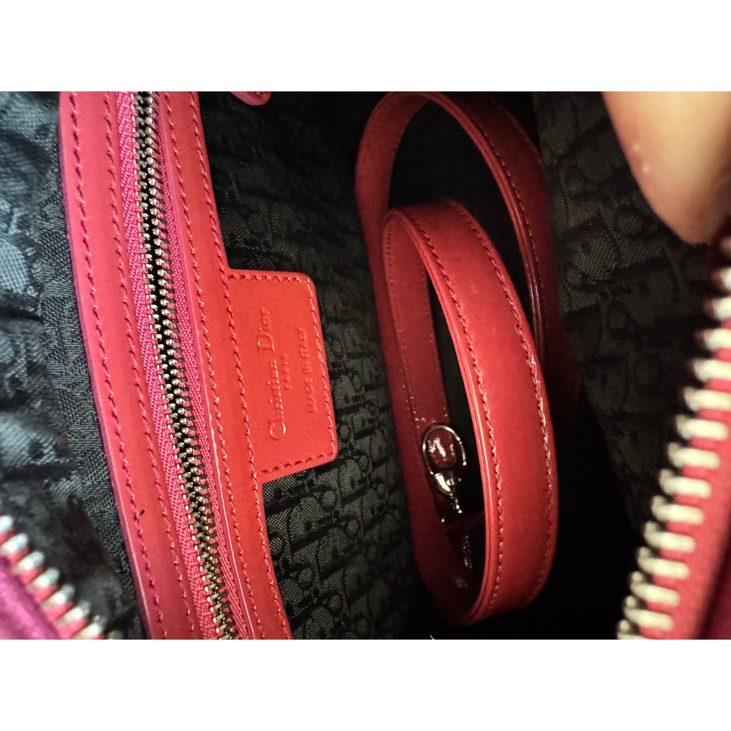 Christian Dior Red Lady Dior Cannage Patent Leather