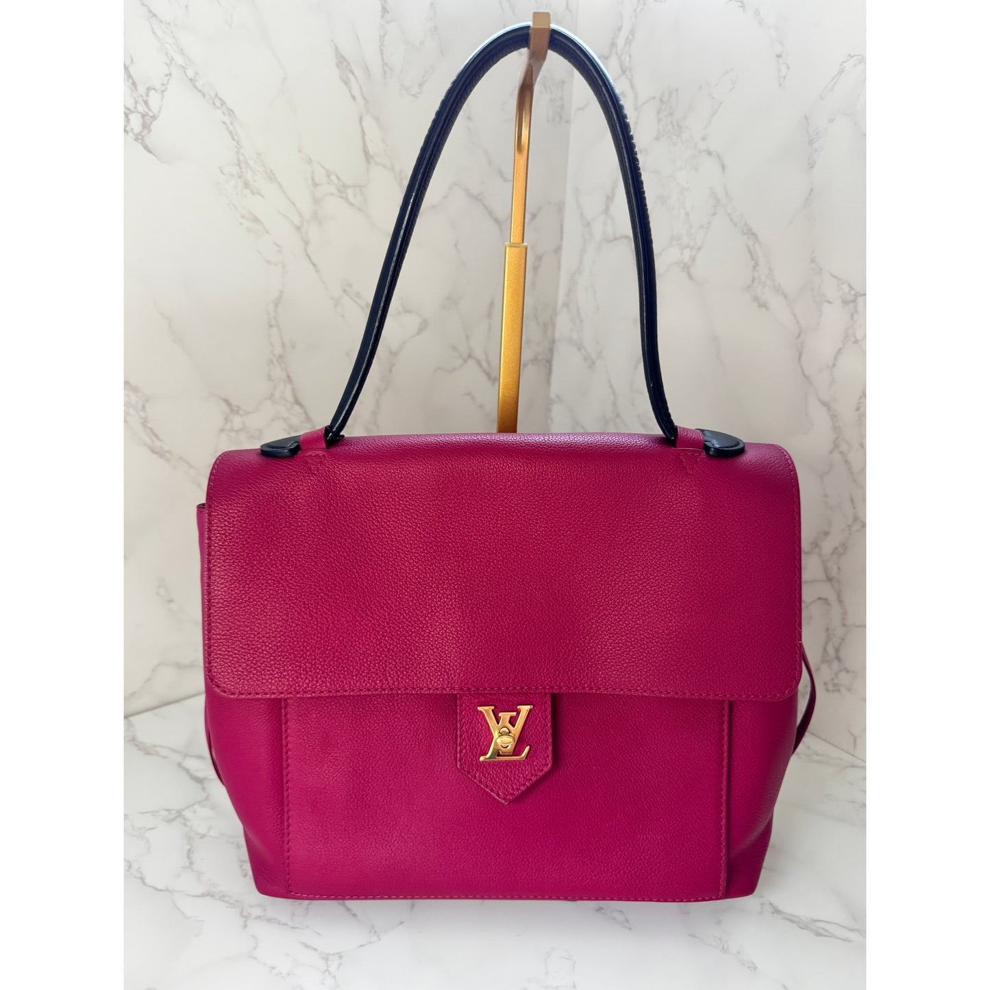 LV Lockme PM Handbag in Fuchsia and Black Top Handle
