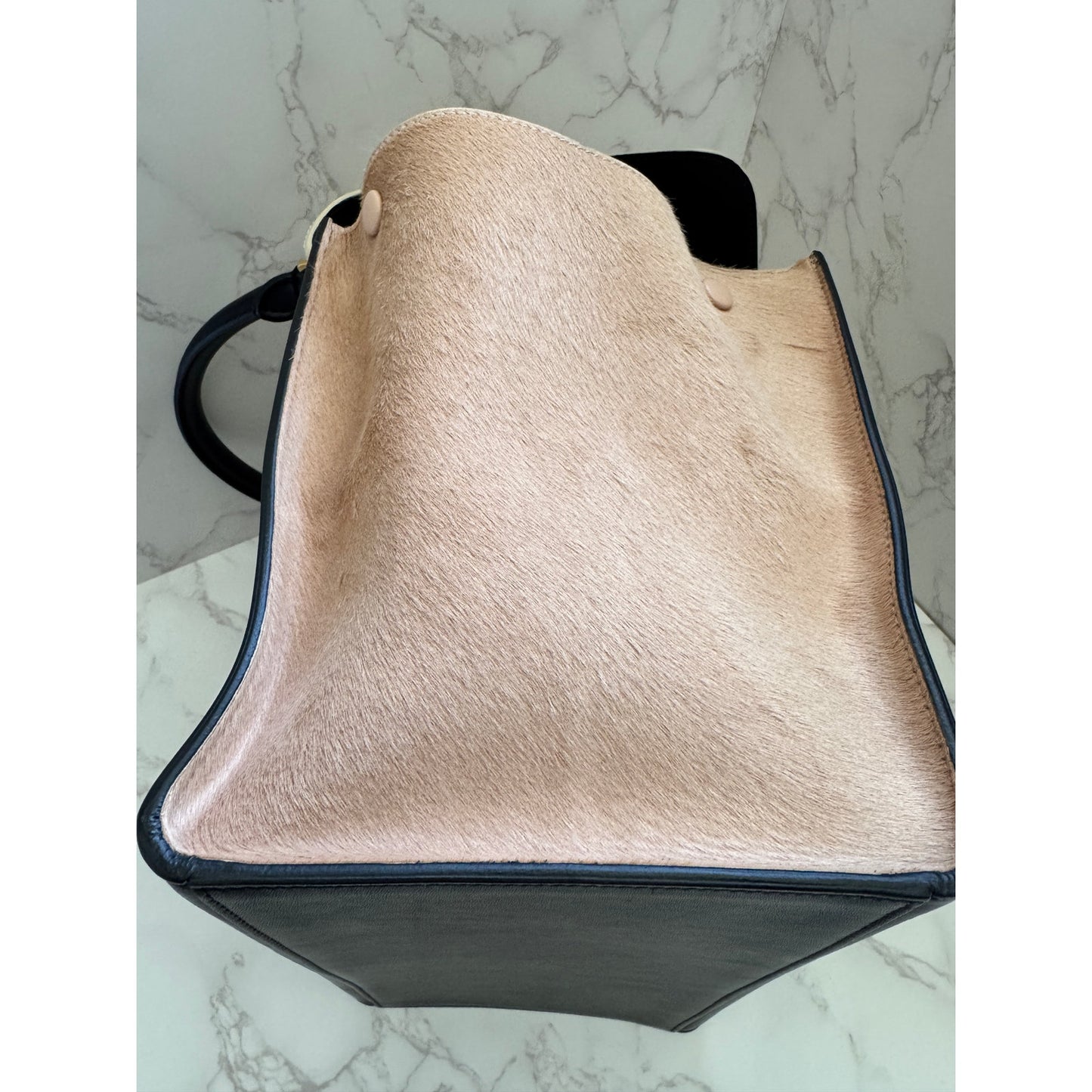 Celine Trapeze Top Handle Leather and Ponyhair Bag