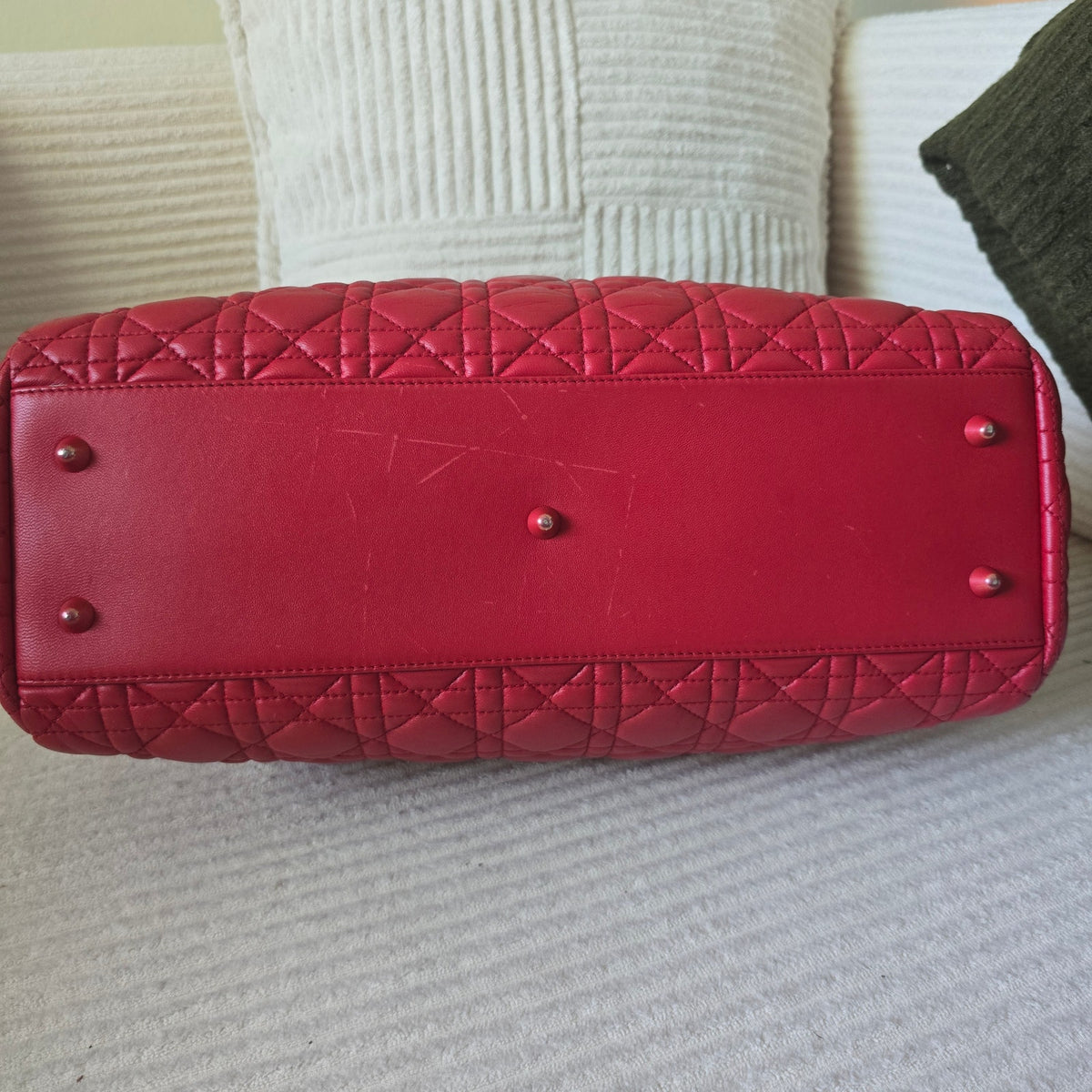 Christian Dior Large Dior Soft Cannage Red Lambskin Shopping Tote