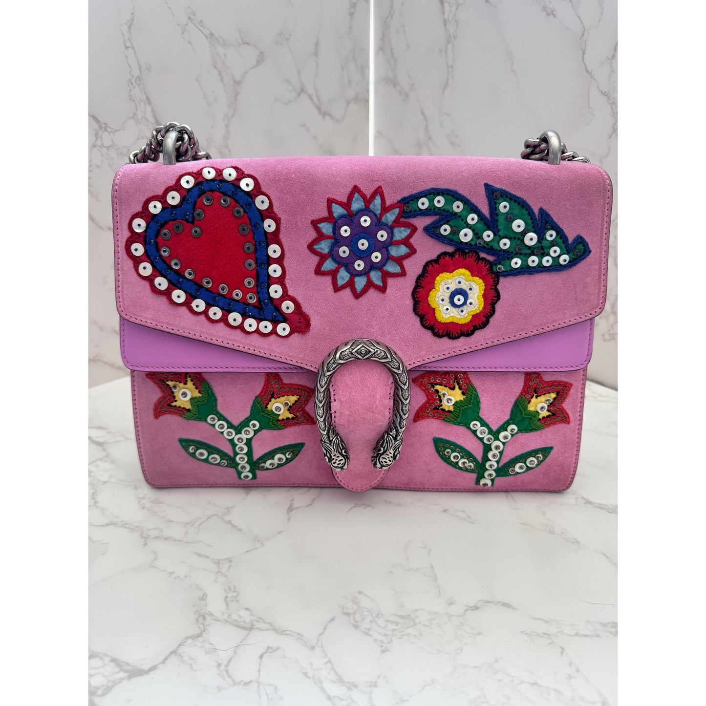 Gucci Dionysus Limited Edition With Embellished Pink Suede