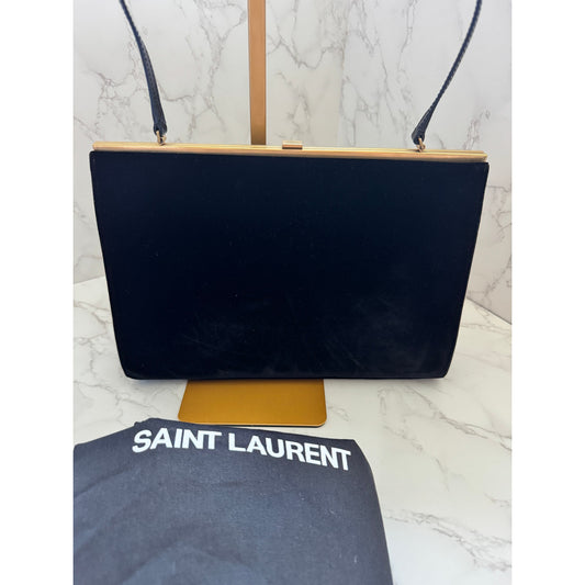 Yves Saint Laurent Le Anne-Marie Shoulder Bag in Black Velvet