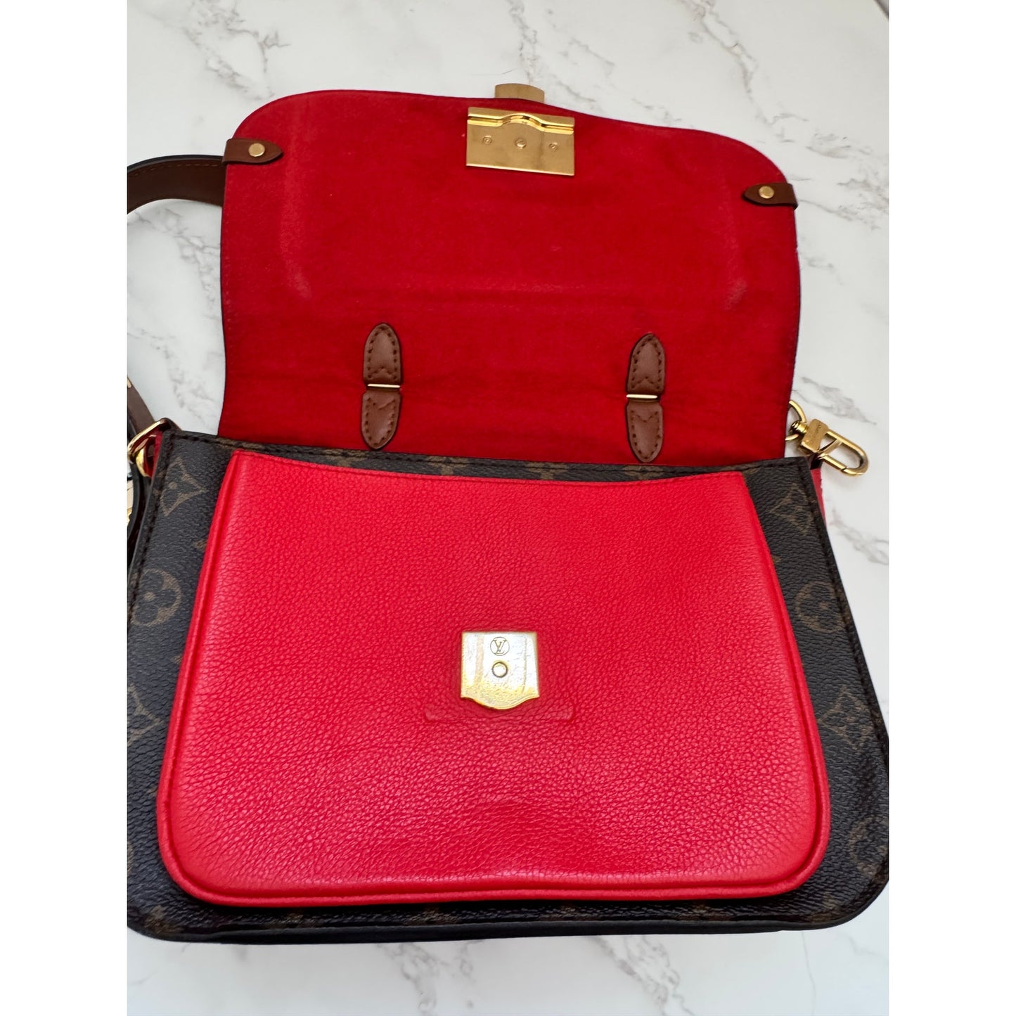 Louis Vuitton Monogram Vaugirard PM Brown Red Crossbody Bag