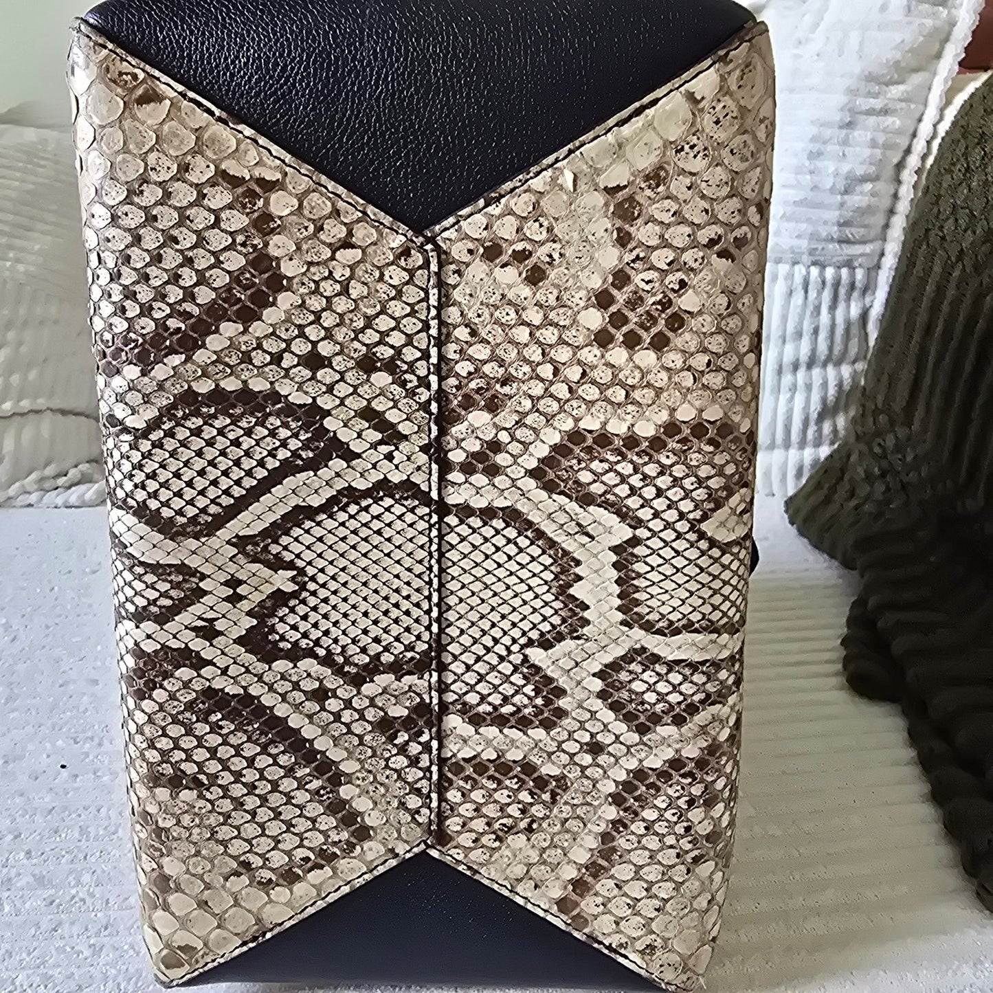 Louis Vuitton Lockme Cabas Python Leather Tote Bag Black/Natural Exotic