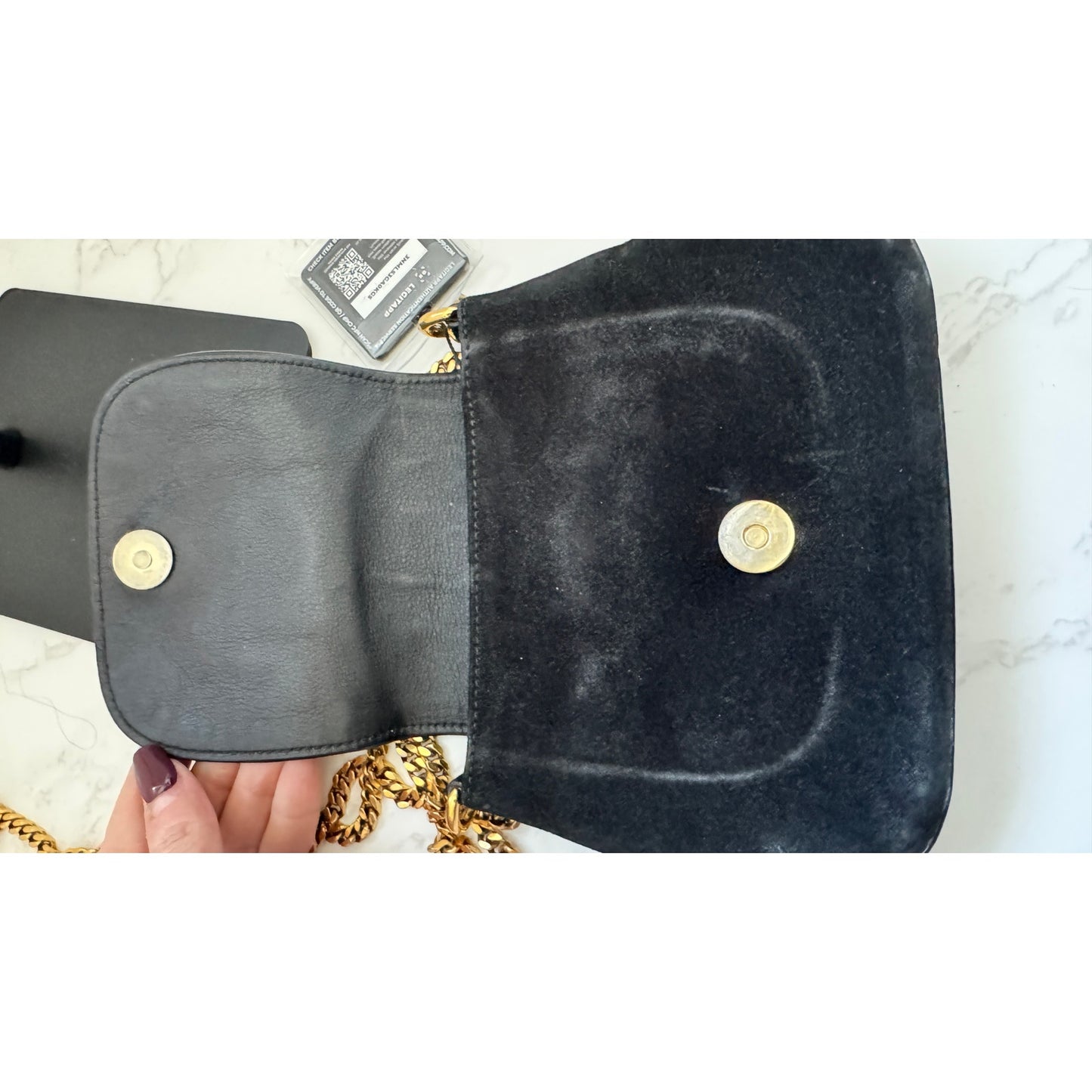 Gucci 1973 Small Chain Shoulder Bag in Black Suede