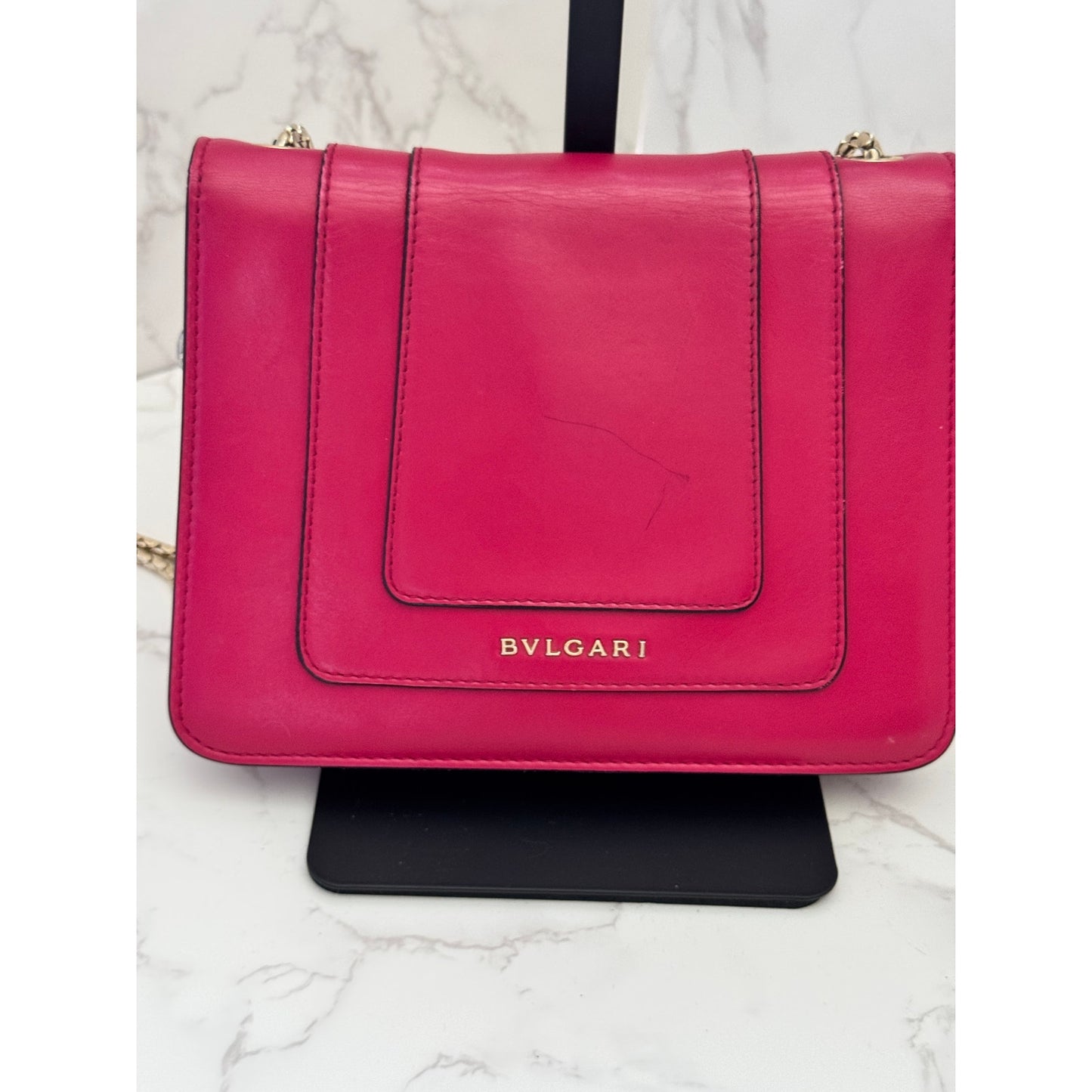 Bvlgari Serpenti Forever Dark Pink Chain Shoulder Bag