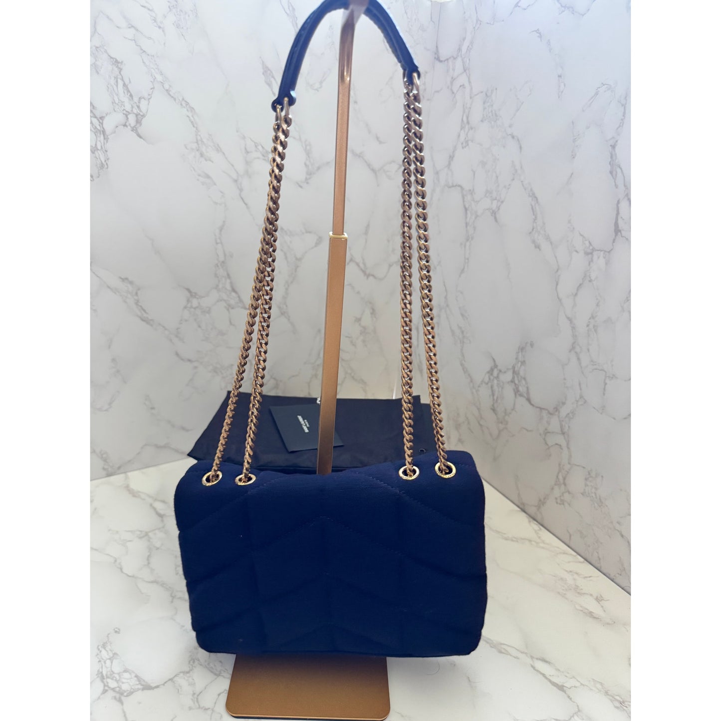 YSL Monogram Loulou Quilted Chain Bag in Navy