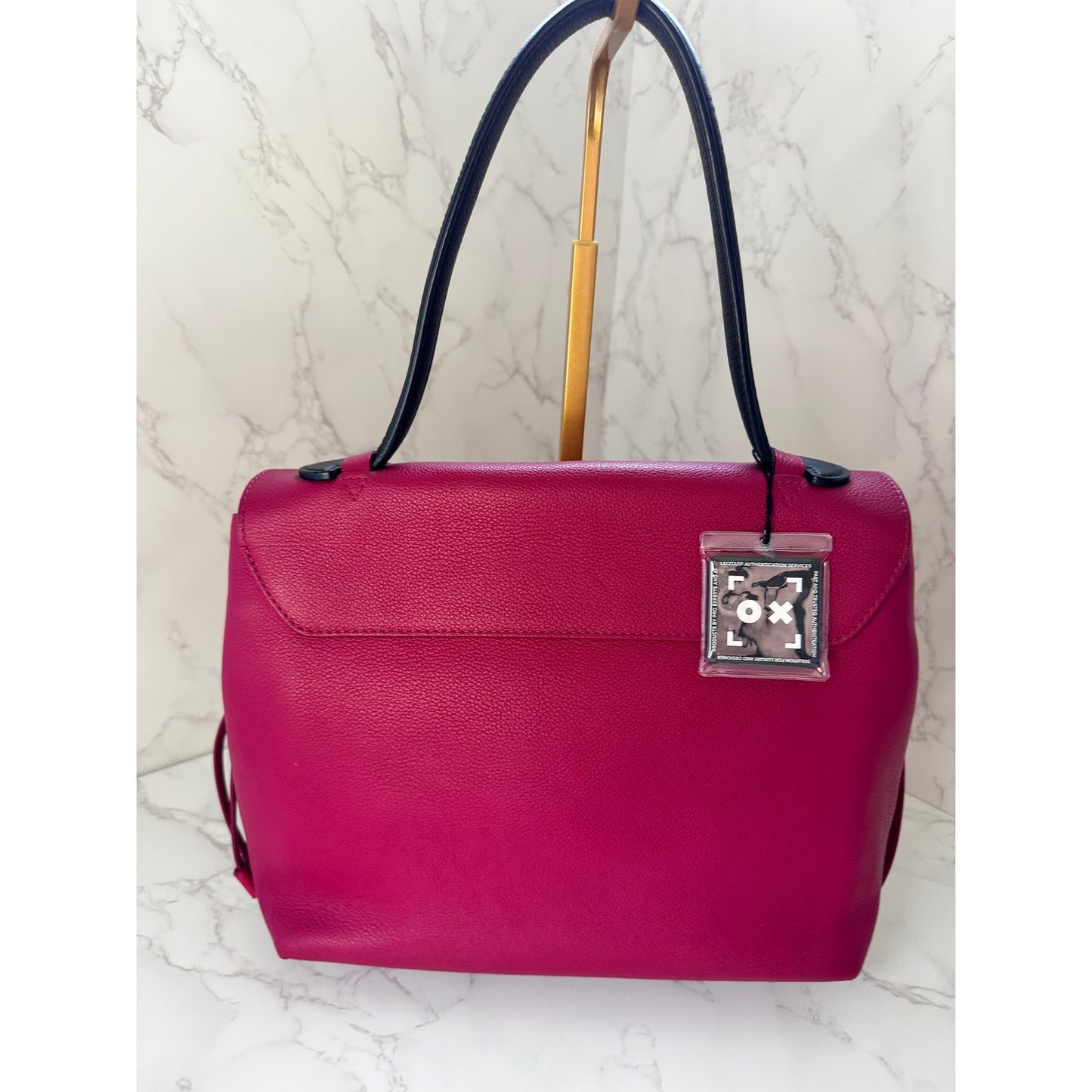 LV Lockme PM Handbag in Fuchsia and Black Top Handle