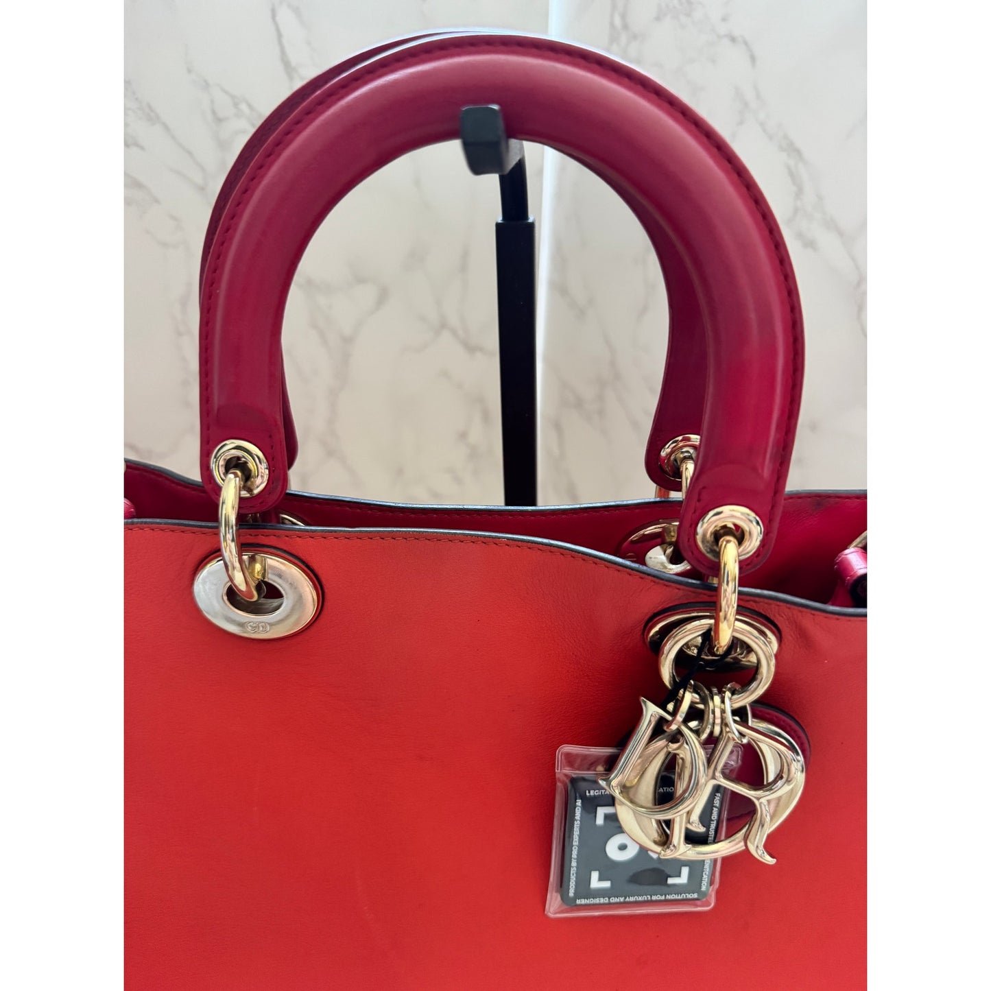 Christian Dior Diorissimo Tote Bag with Shoulder Strap Orange/Pink