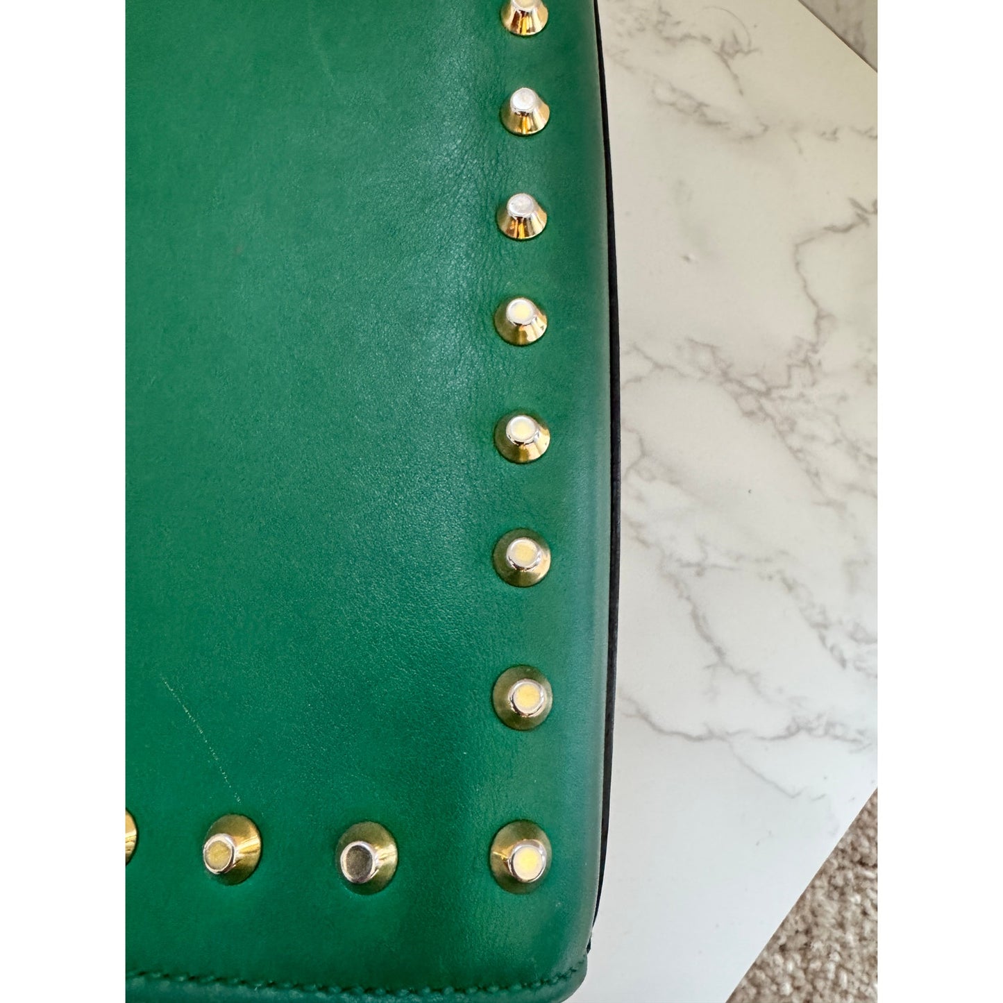 Gucci Green Pearl Studded Padlock Bag in Calfskin Leather