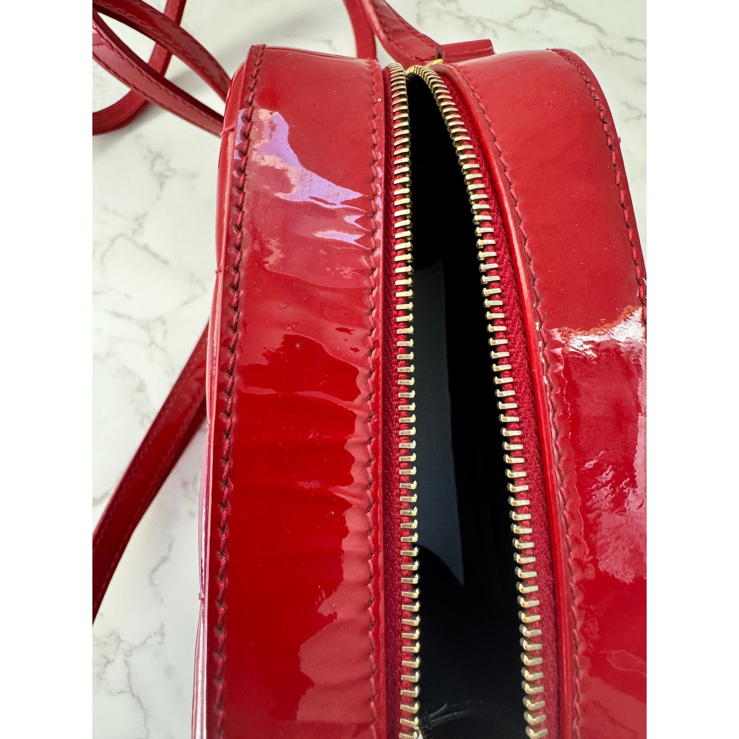YSL Red Patent Leather Toy Vicky Camera Bag