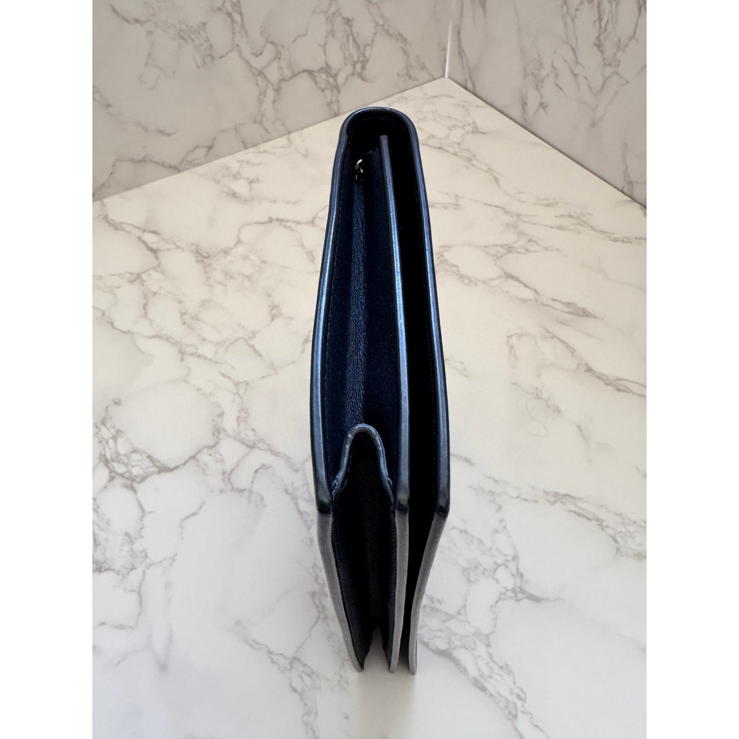 Celine Frame Evening Clutch on Chain Black or Navy Blue/Brown