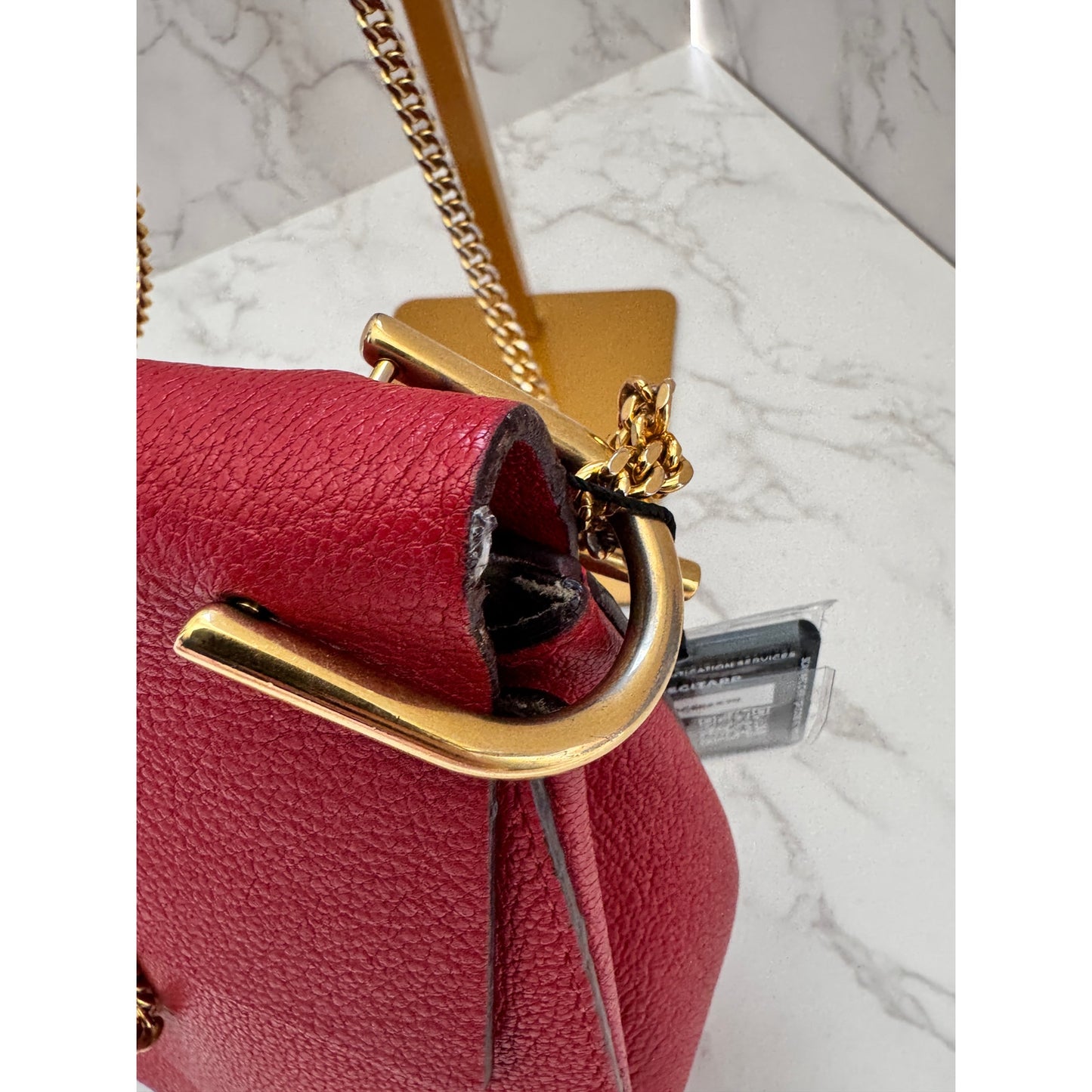 Chloe Drew Leather Saddle Crossbody Bag in Red