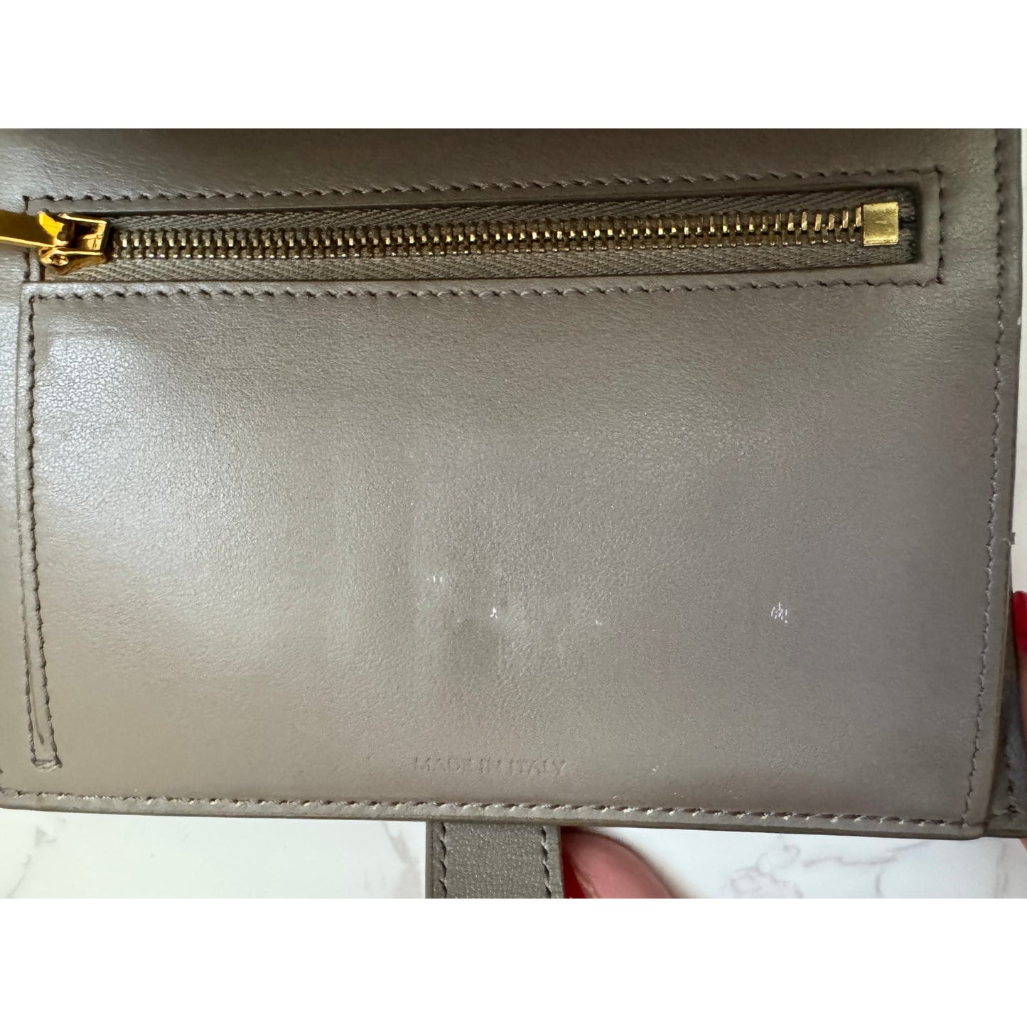 Celine Grained Calfskin Wallet Pebble Color