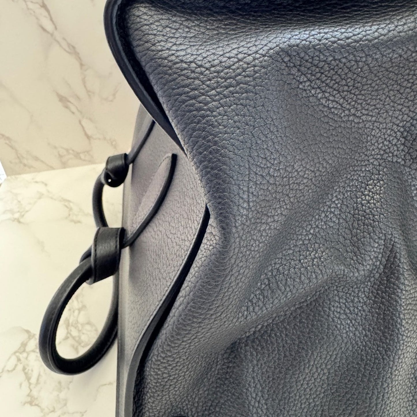 Authentic Celine Black Leather Tie Knot Tote