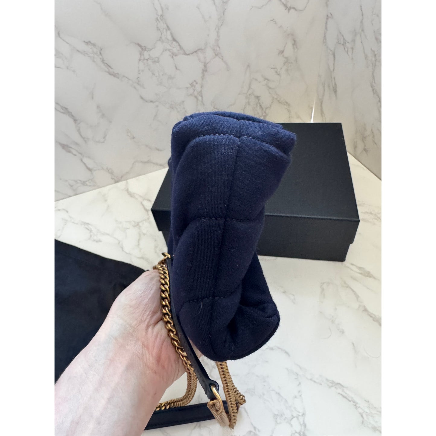 YSL Monogram Loulou Quilted Chain Bag in Navy