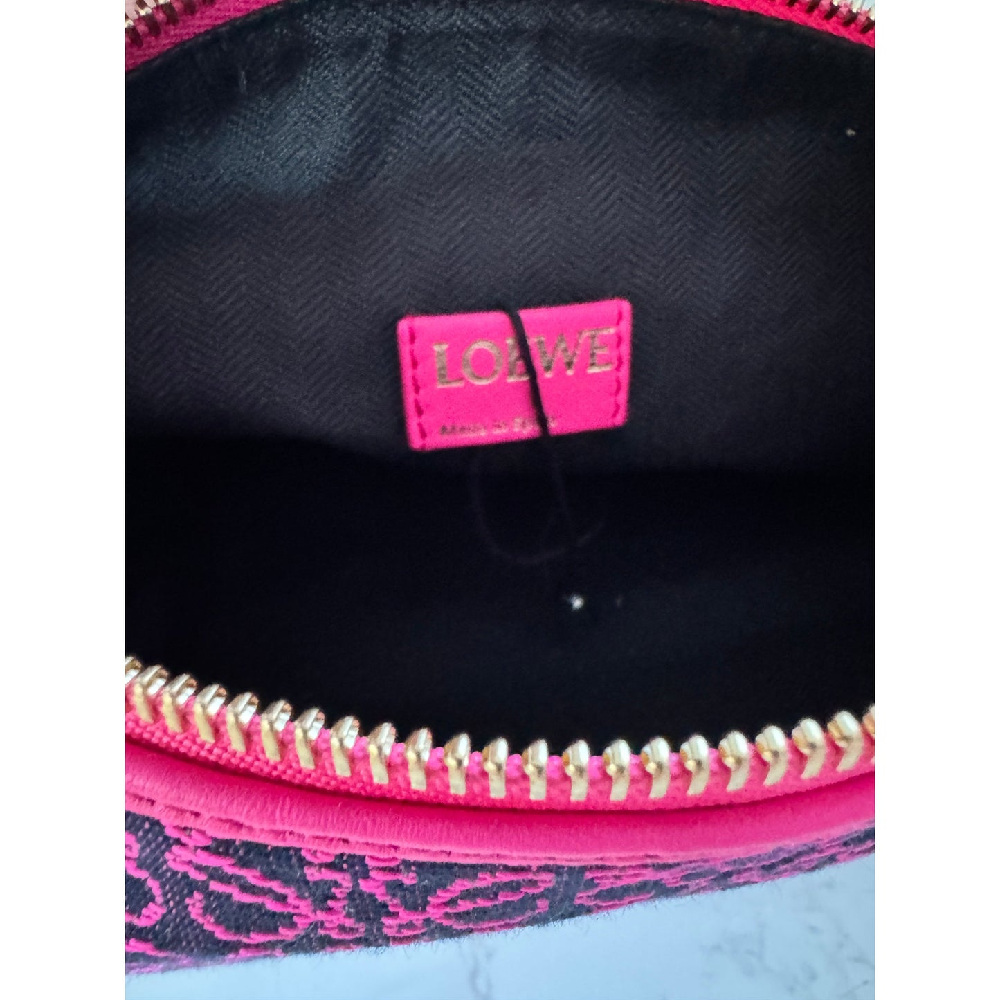 Loewe Jacquard Anagram Small Cubi Bag in Neon Pink & Black