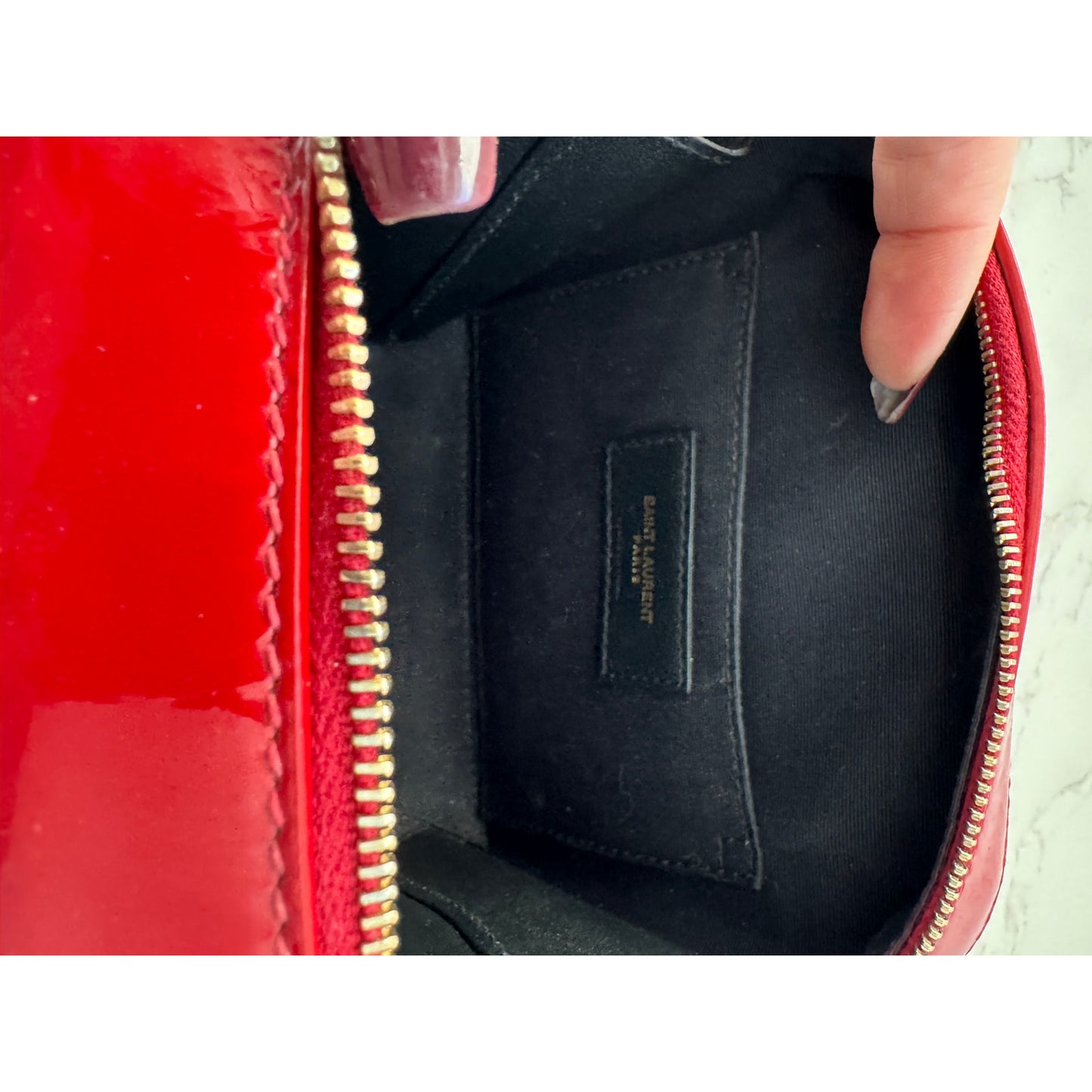 YSL Red Patent Leather Toy Vicky Camera Bag