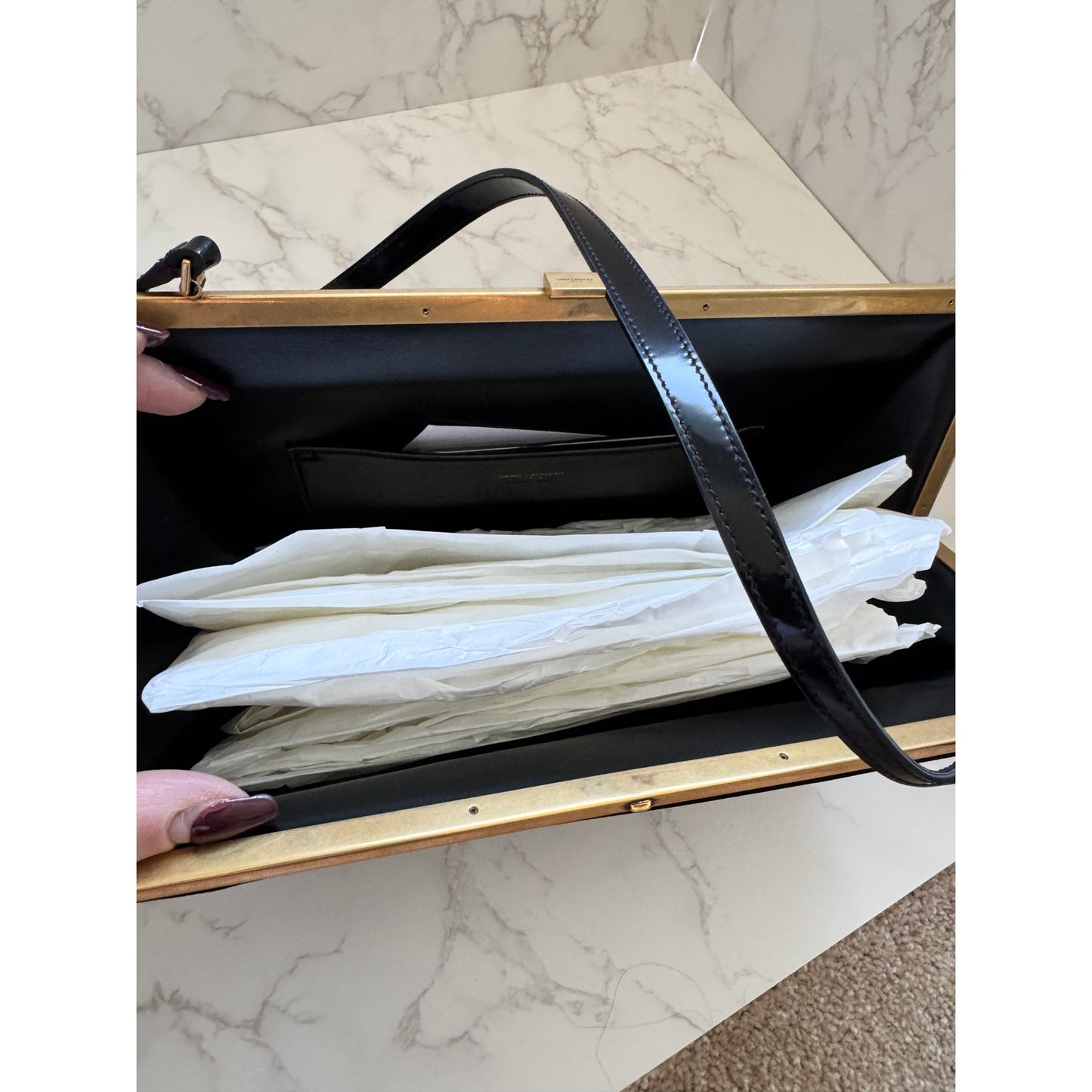 Yves Saint Laurent Le Anne-Marie Shoulder Bag in Black Velvet