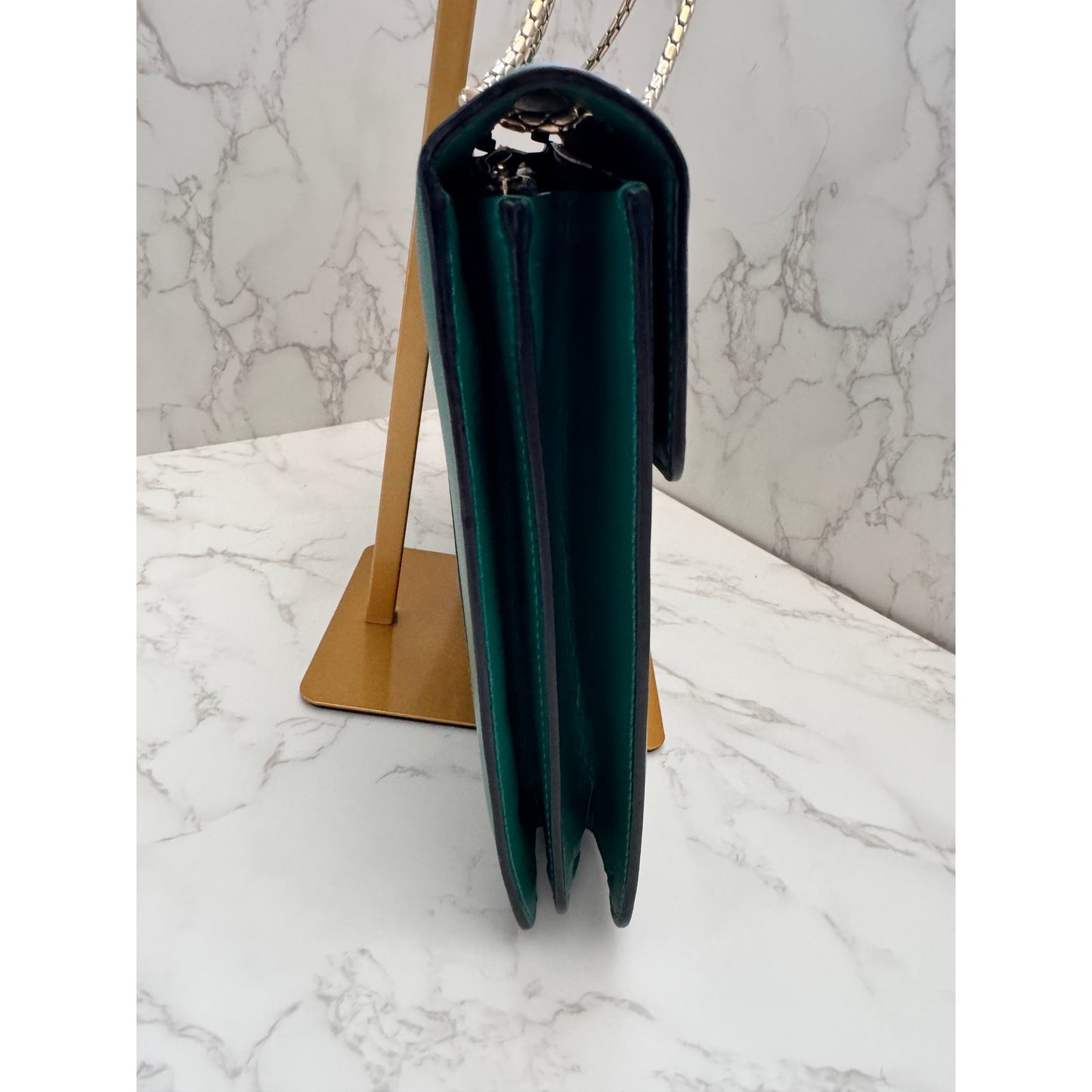 Bvlgari Serpenti Forever Bag in Green Teal with Purple Interior