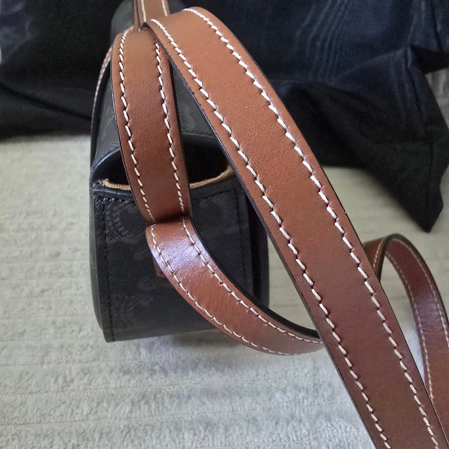 CELINE Triomphe Canvas & Calfskin Mini Tabou Clutch On Strap Bag