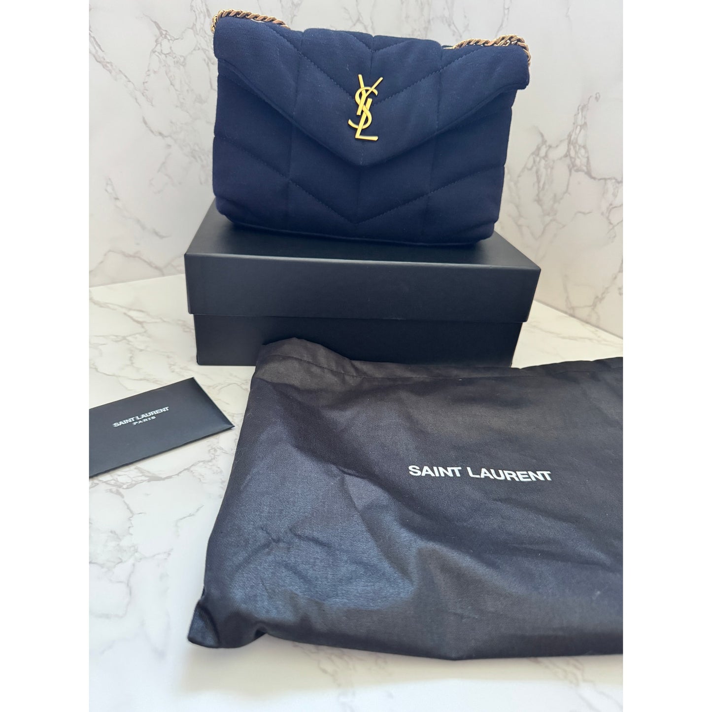 YSL Monogram Loulou Quilted Chain Bag in Navy