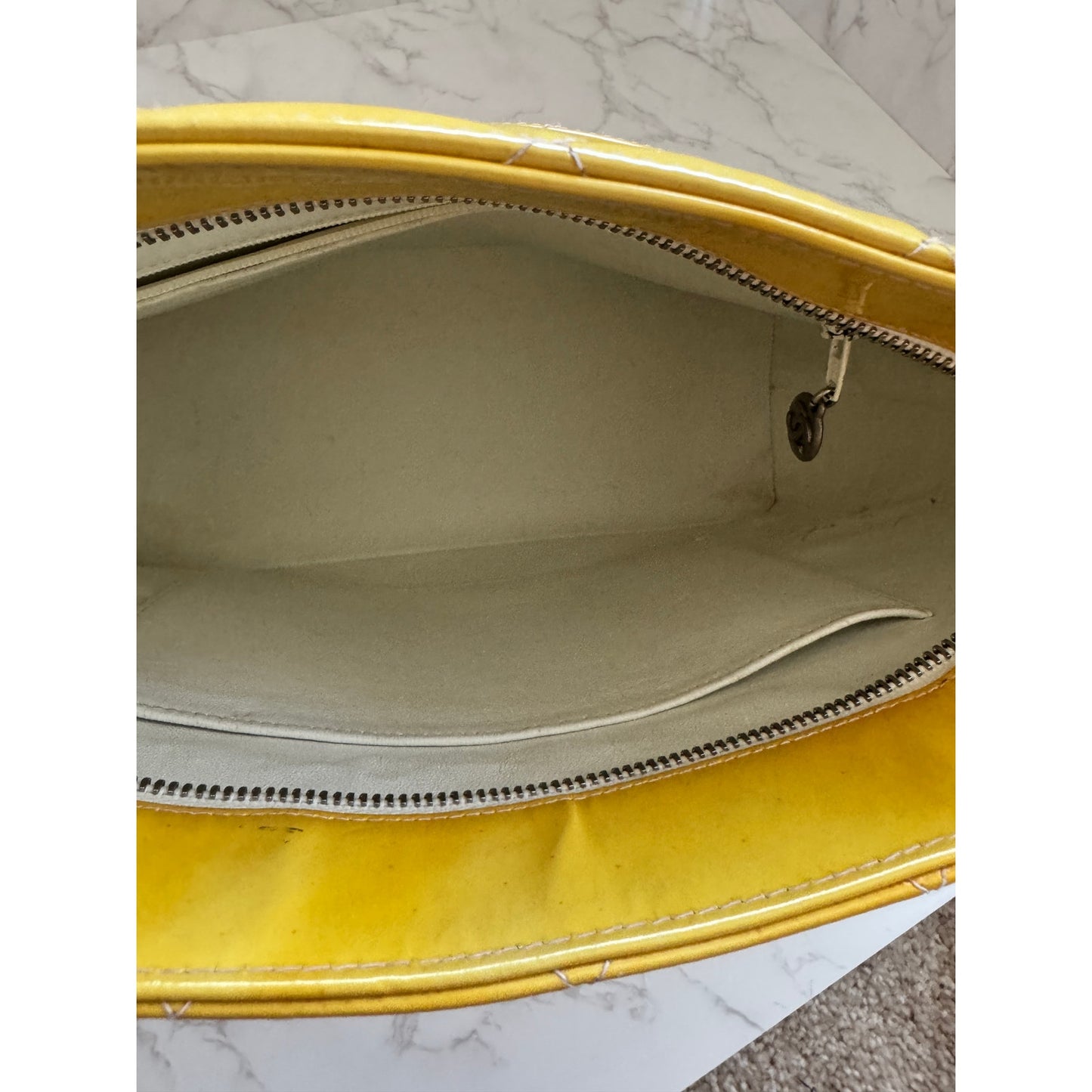 Chanel Yellow Patent Leather Medallion Tote Vintage