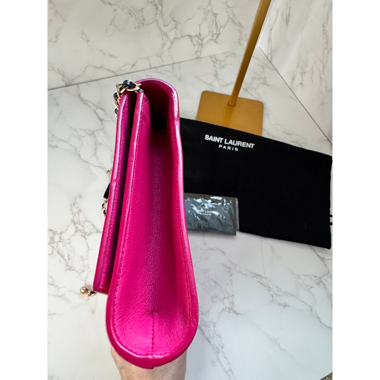 Saint Laurent Y Ligne Pink Leather Clutch