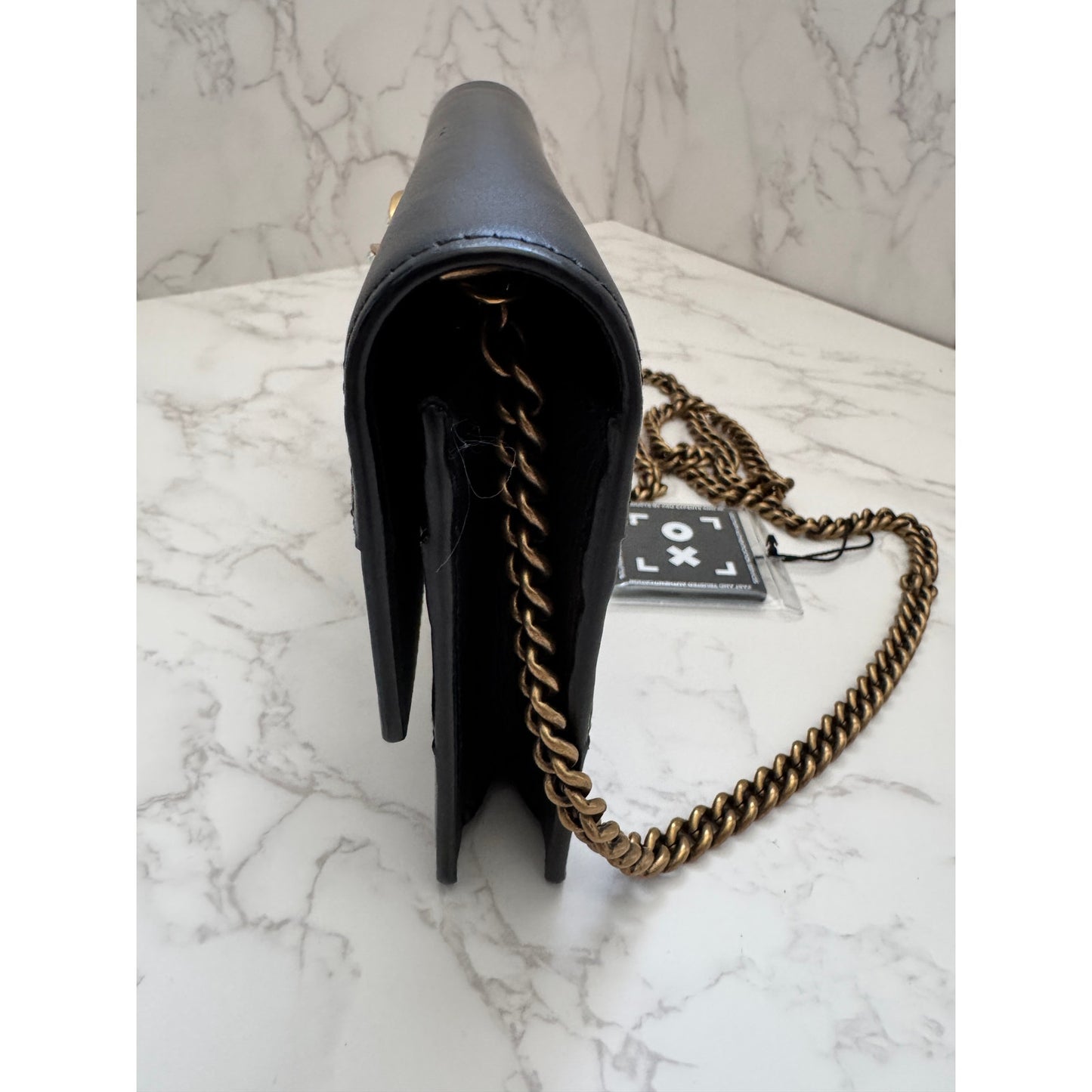 Gucci Queen Margaret Bee Black & White Wallet on Chain