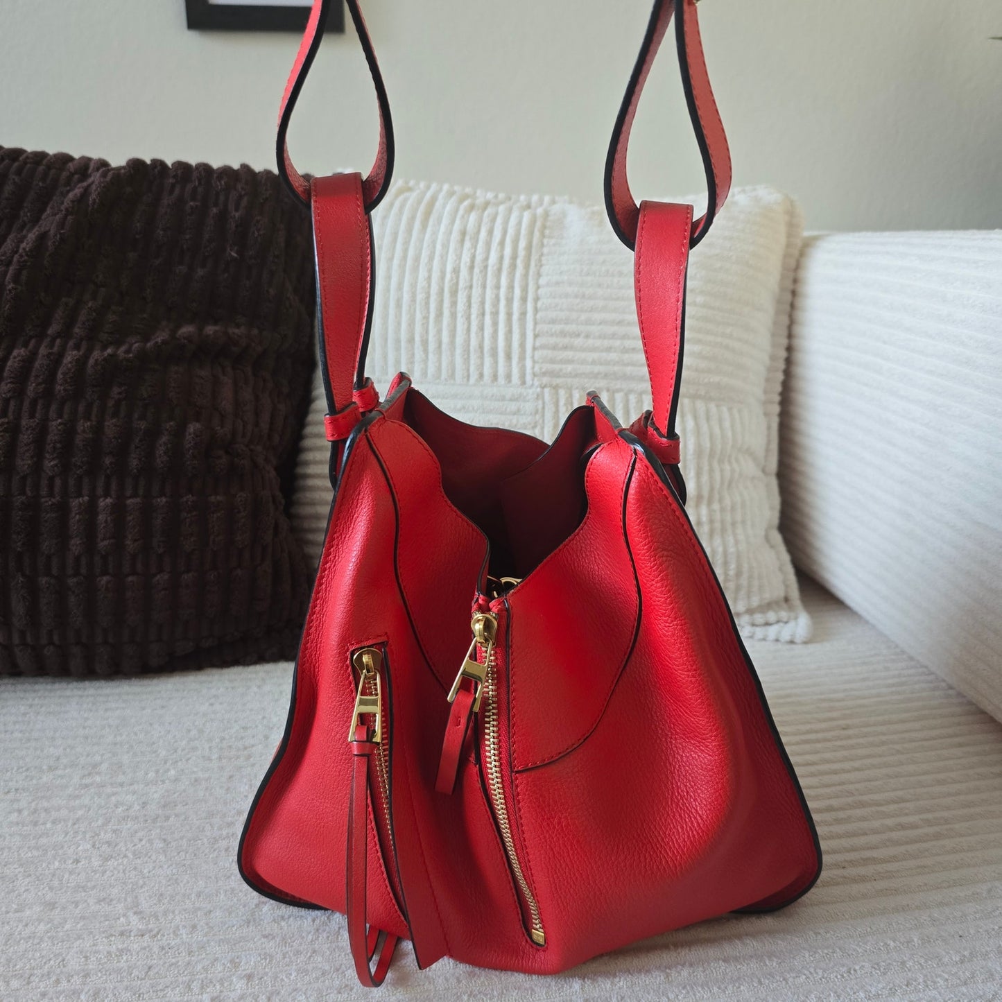 LOEWE Small Hammock Bag Scarlet Red Grained Leather Crossbody Tote
