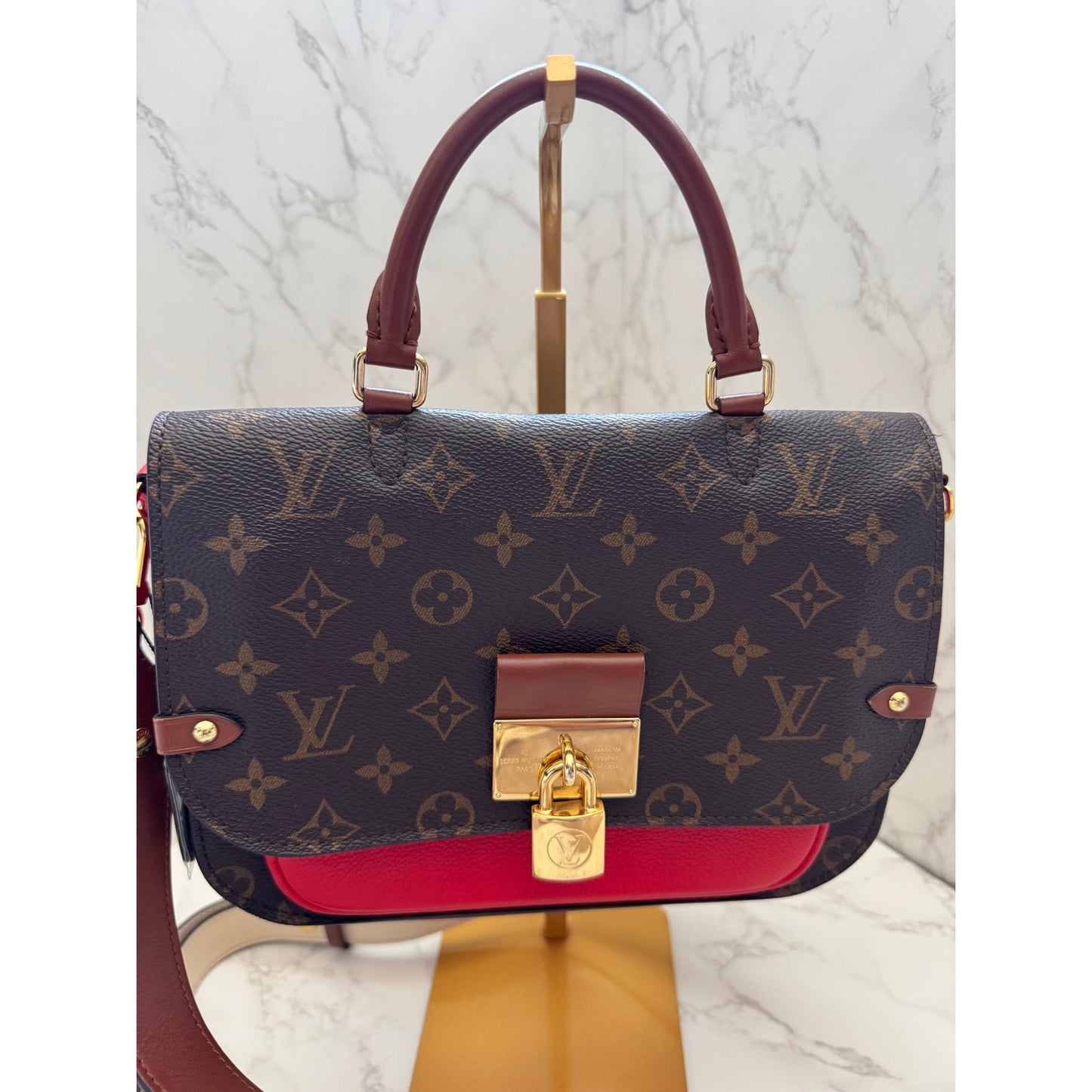 Louis Vuitton Monogram Vaugirard PM Brown Red Crossbody Bag