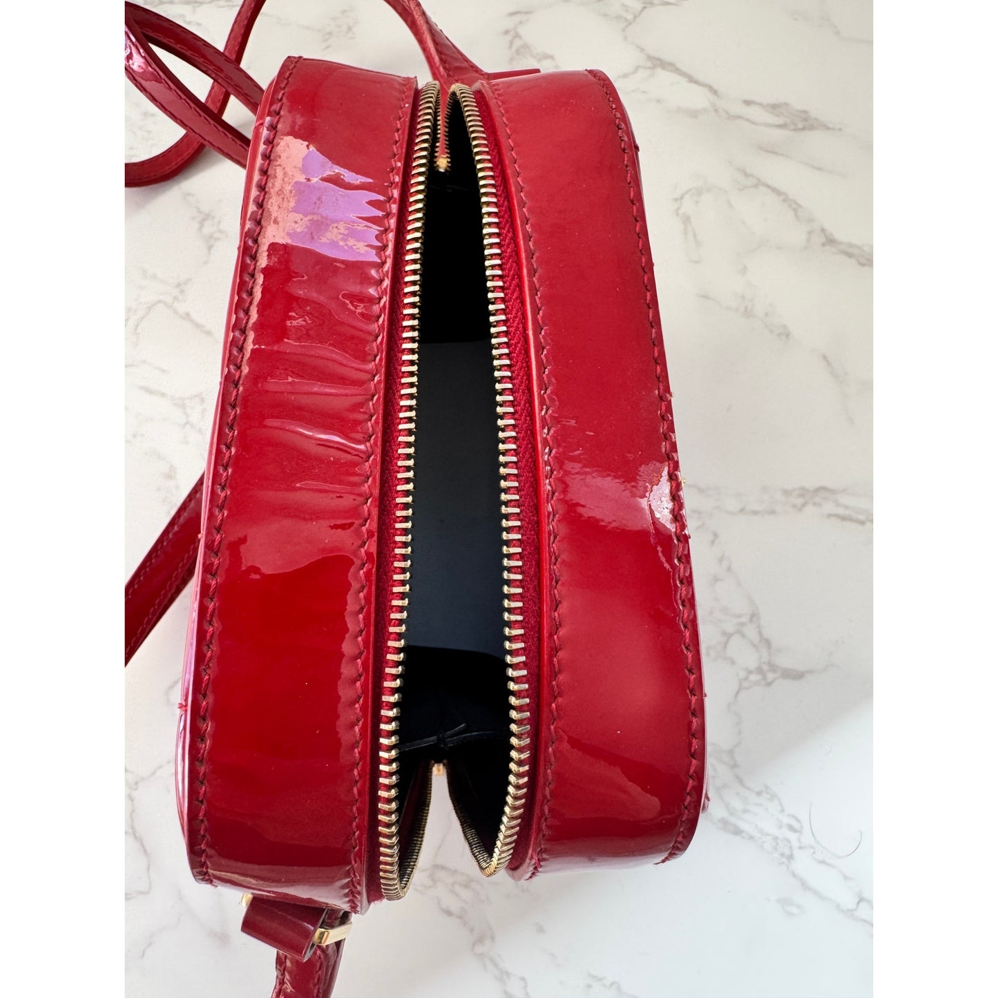 YSL Red Patent Leather Toy Vicky Camera Bag