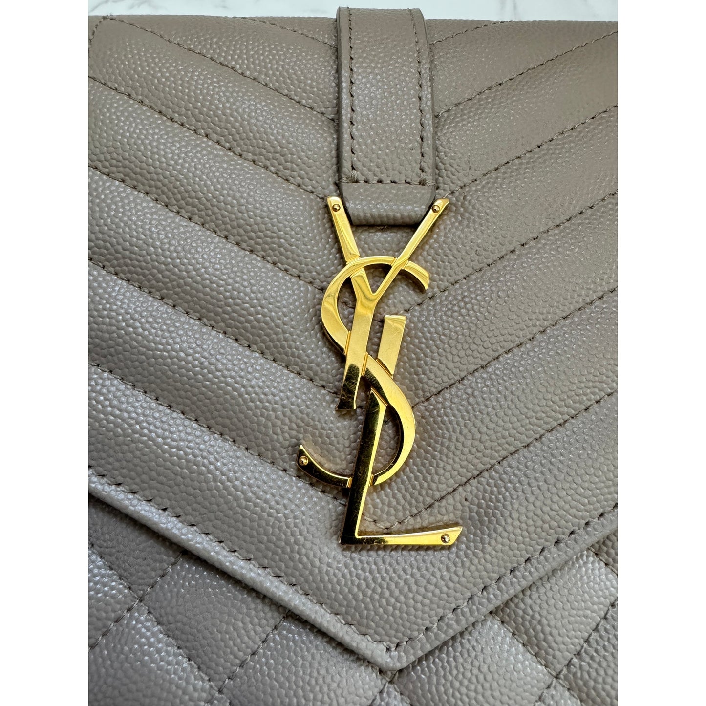 Yves Saint Laurent Envelope Flap Pouch in Mix Matelasse Leather