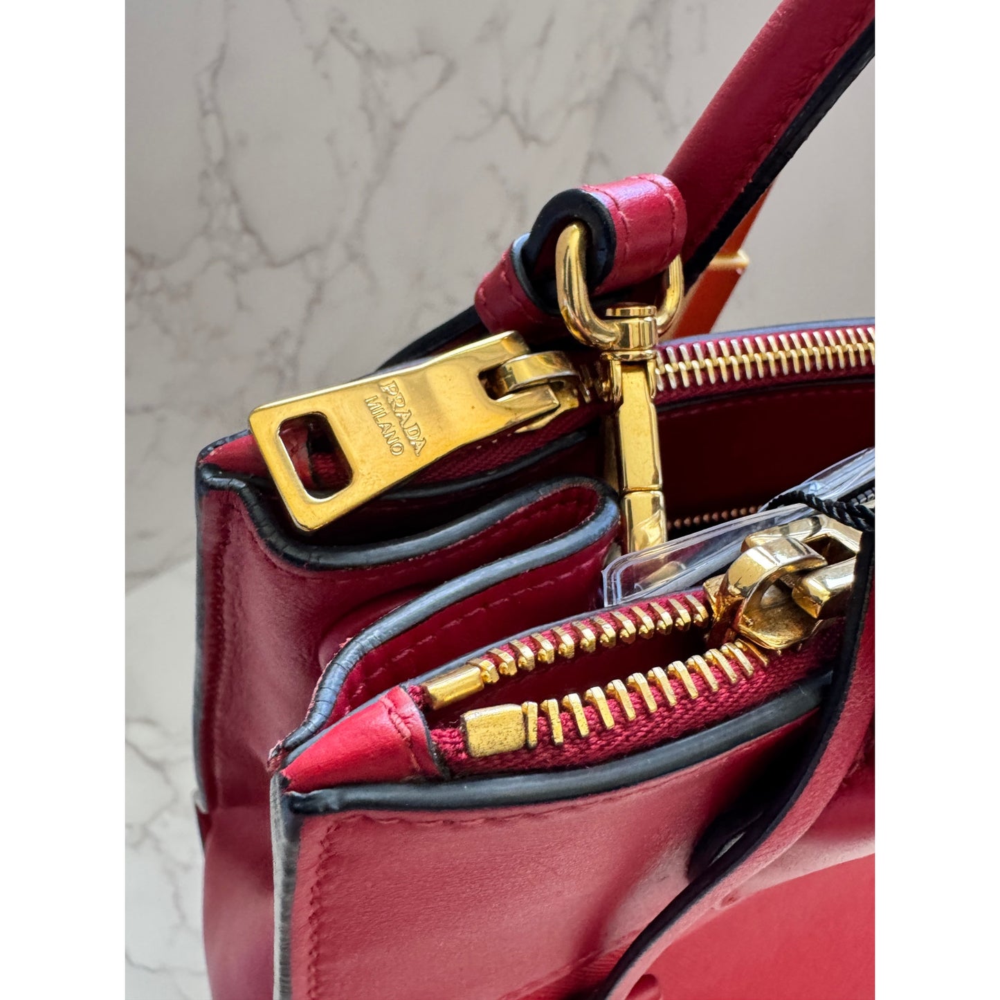 Prada Paradigme Tote in Red Saffiano Leather