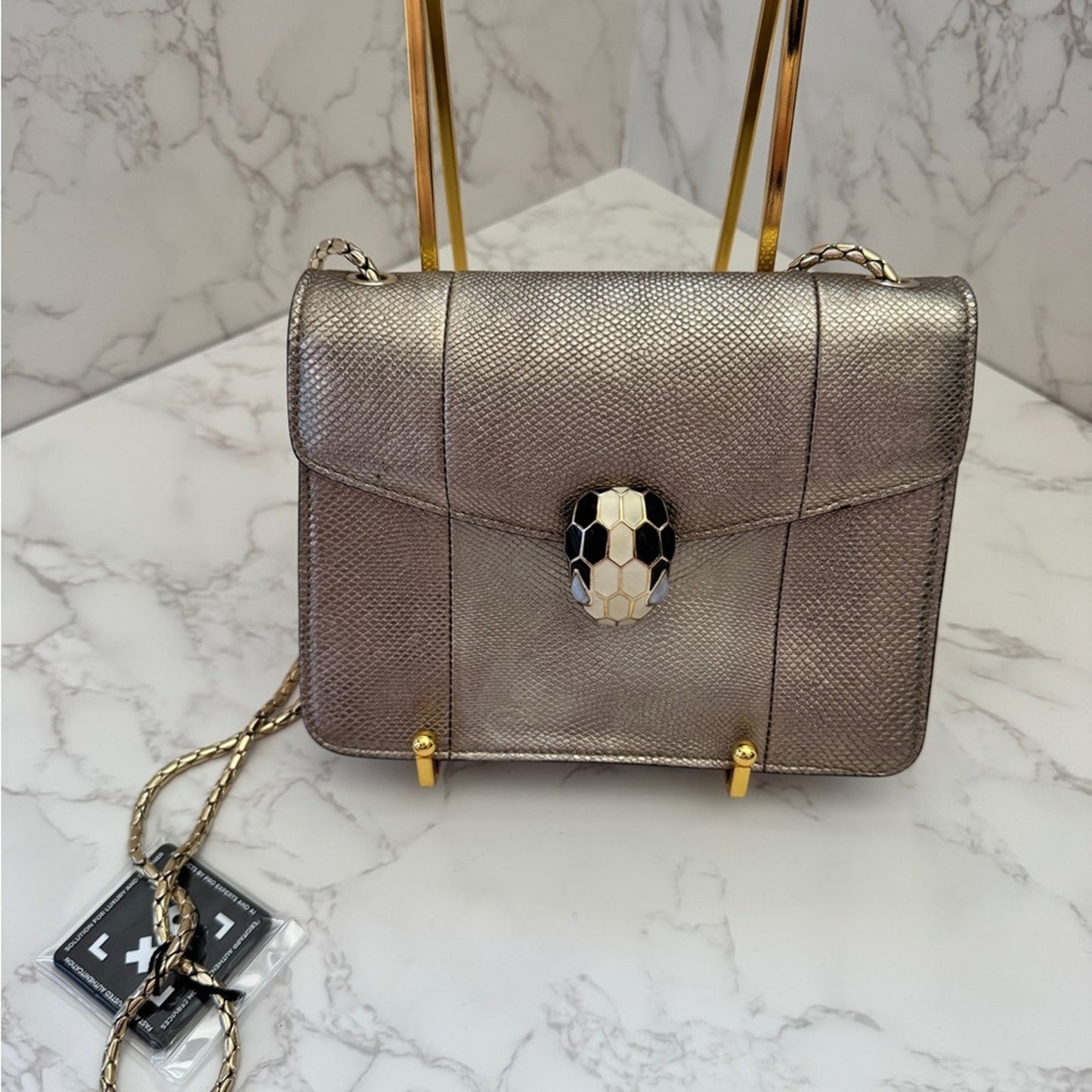Bvlgari Serpenti Limited Edition Forever Bag in Metallic Leather.