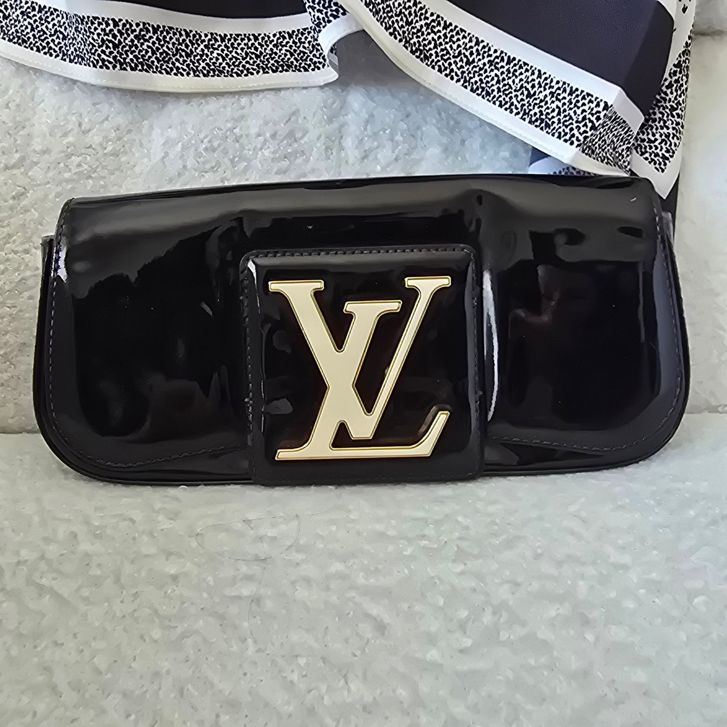 Louis Vuitton Black Patent Leather Sobe Clutch Bag