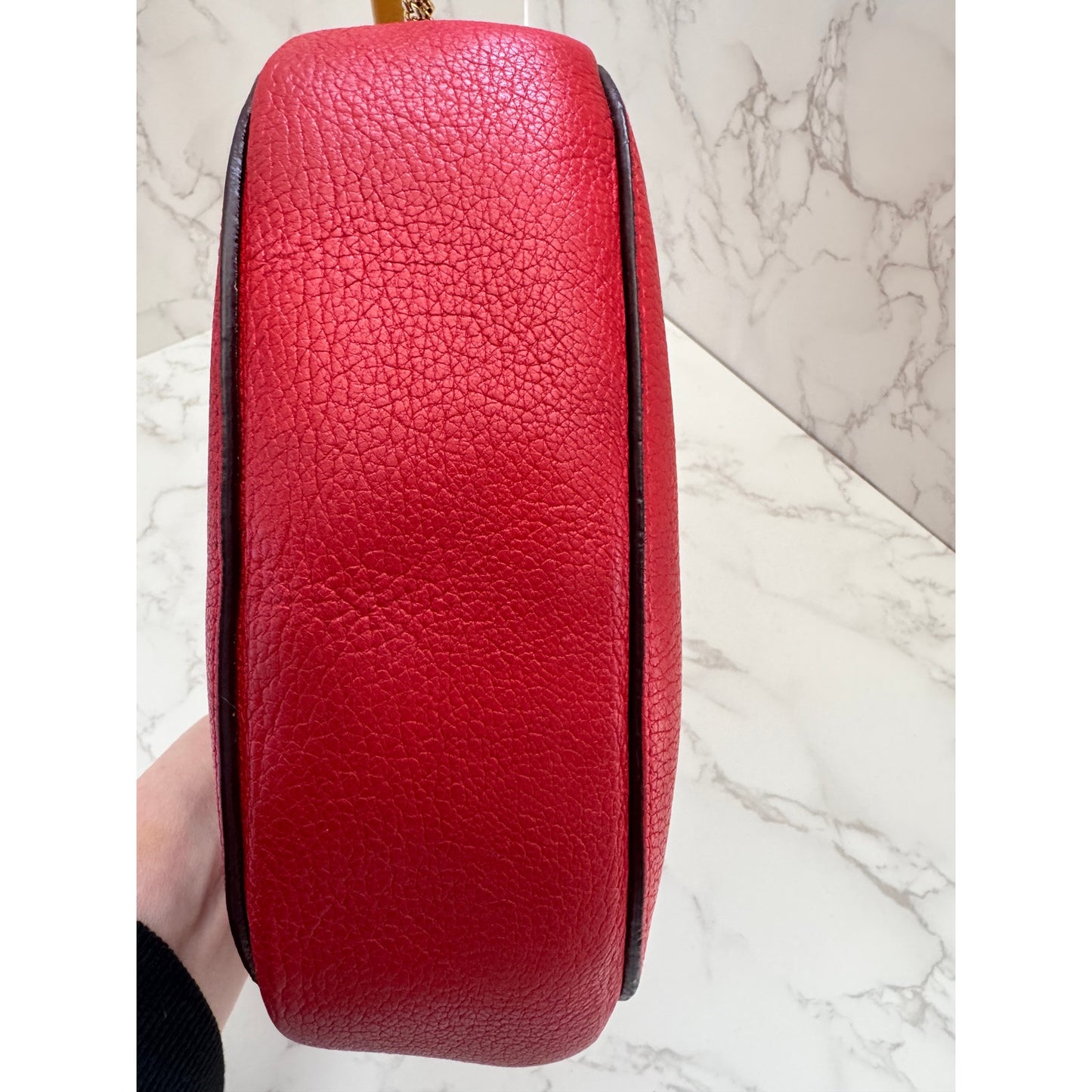 Chloe Drew Leather Saddle Crossbody Bag in Red