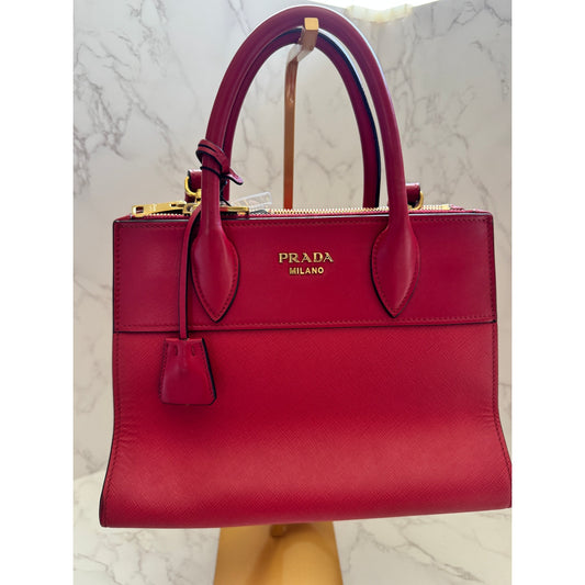 Prada Paradigme Tote in Red Saffiano Leather