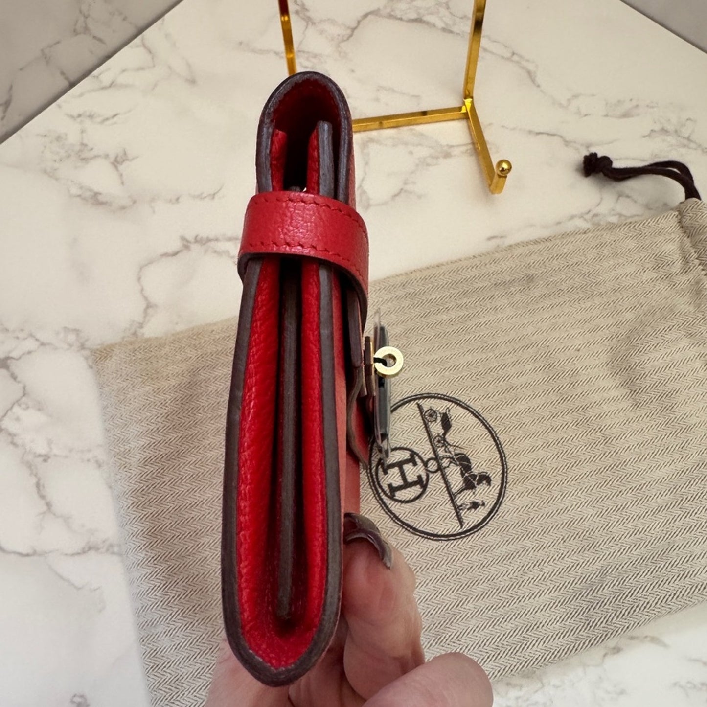 Hermès Kelly Long Wallet in Rouge