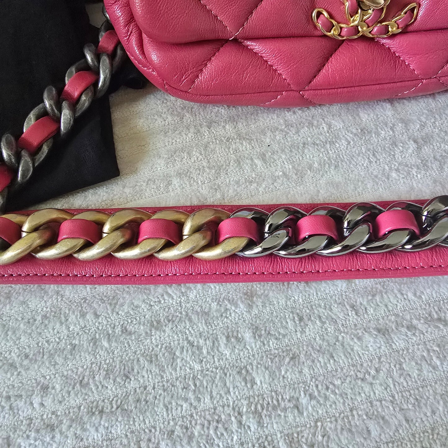 Chanel 19 Pink Quilted Lambskin Leather Waist Bag